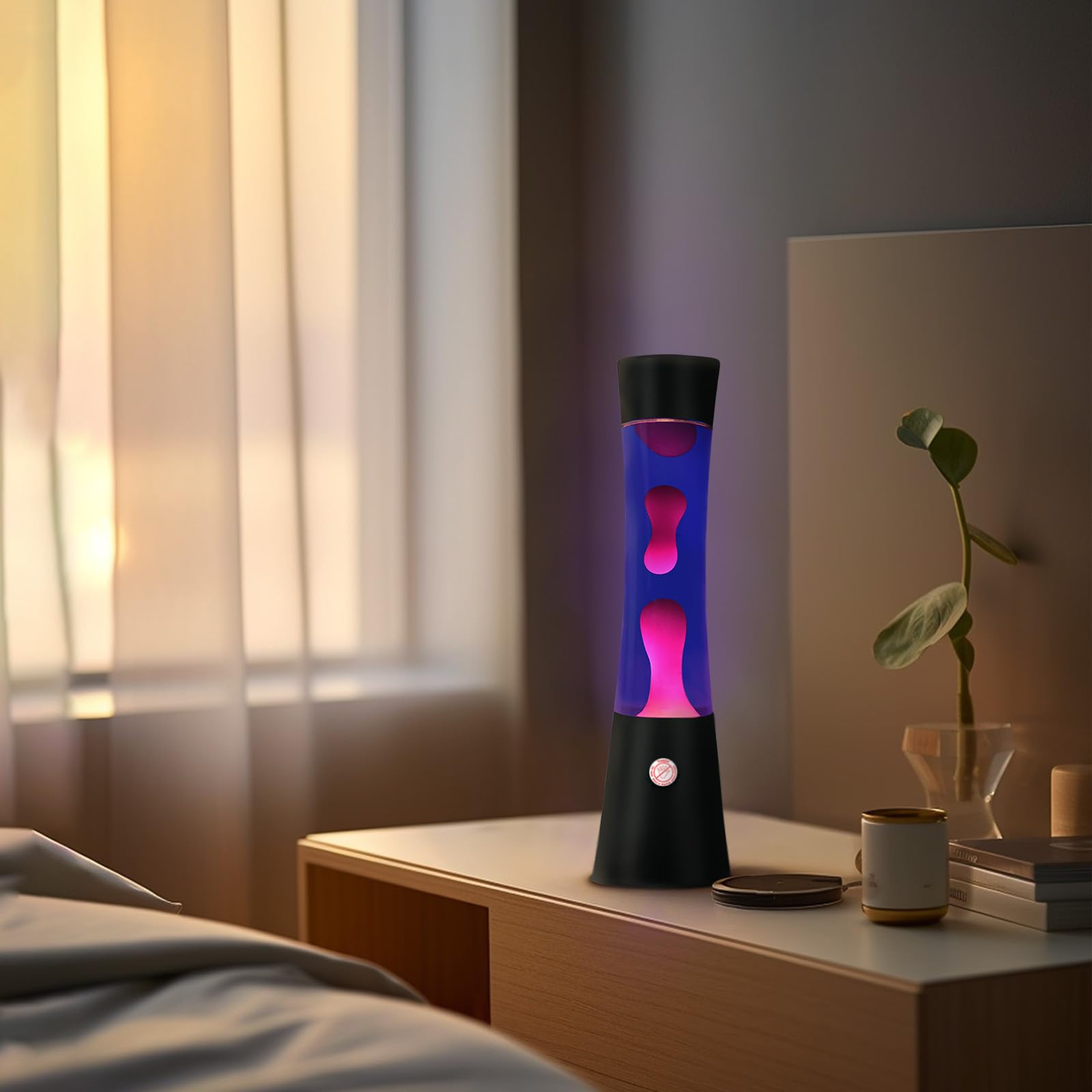 Vanful Liquid Motion Lamp - 16in Purple & White Wax, Black Base, Mood Lighting for Home, Office, Bedroom, Christmas Party Decoration