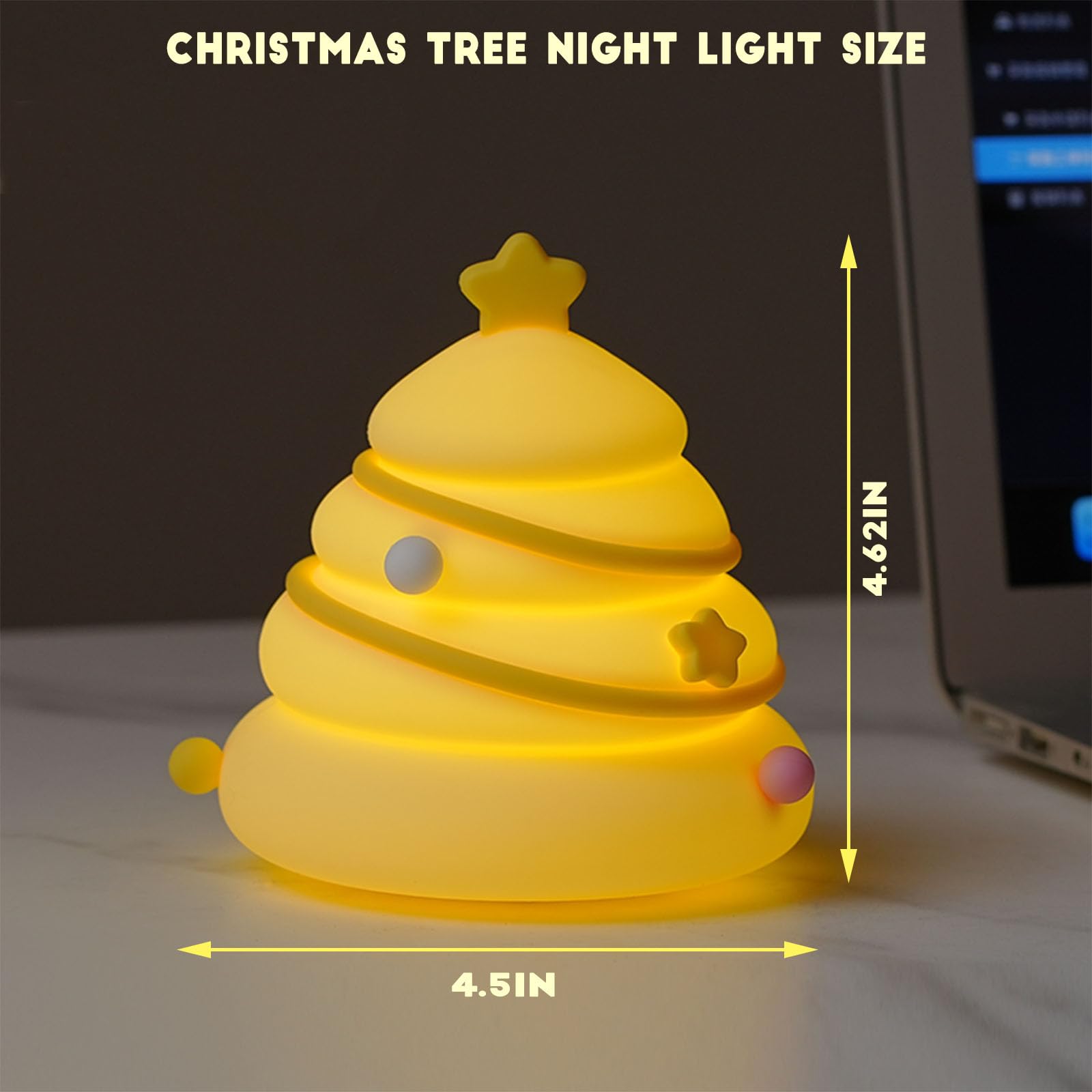 Happybag Christmas Tree Silicone Night Light Led Squishy Nursery Toddler Rechargeable Night Light,Cute Stuff Gift For Baby,Kids,