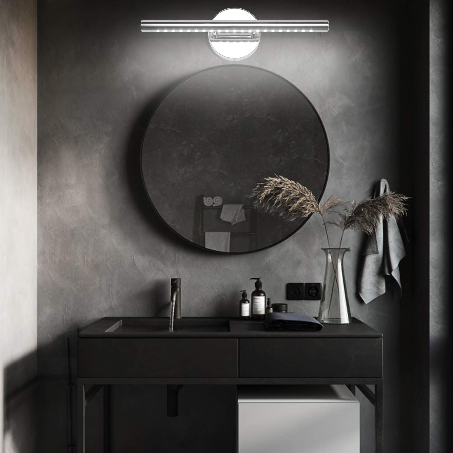 Letsun Bathroom Vanity Lights, 15.7 Inches, 5W LED, Stainless Steel, Chrome, Model 8004-CW, 180° Rotation, 6000K Cool White