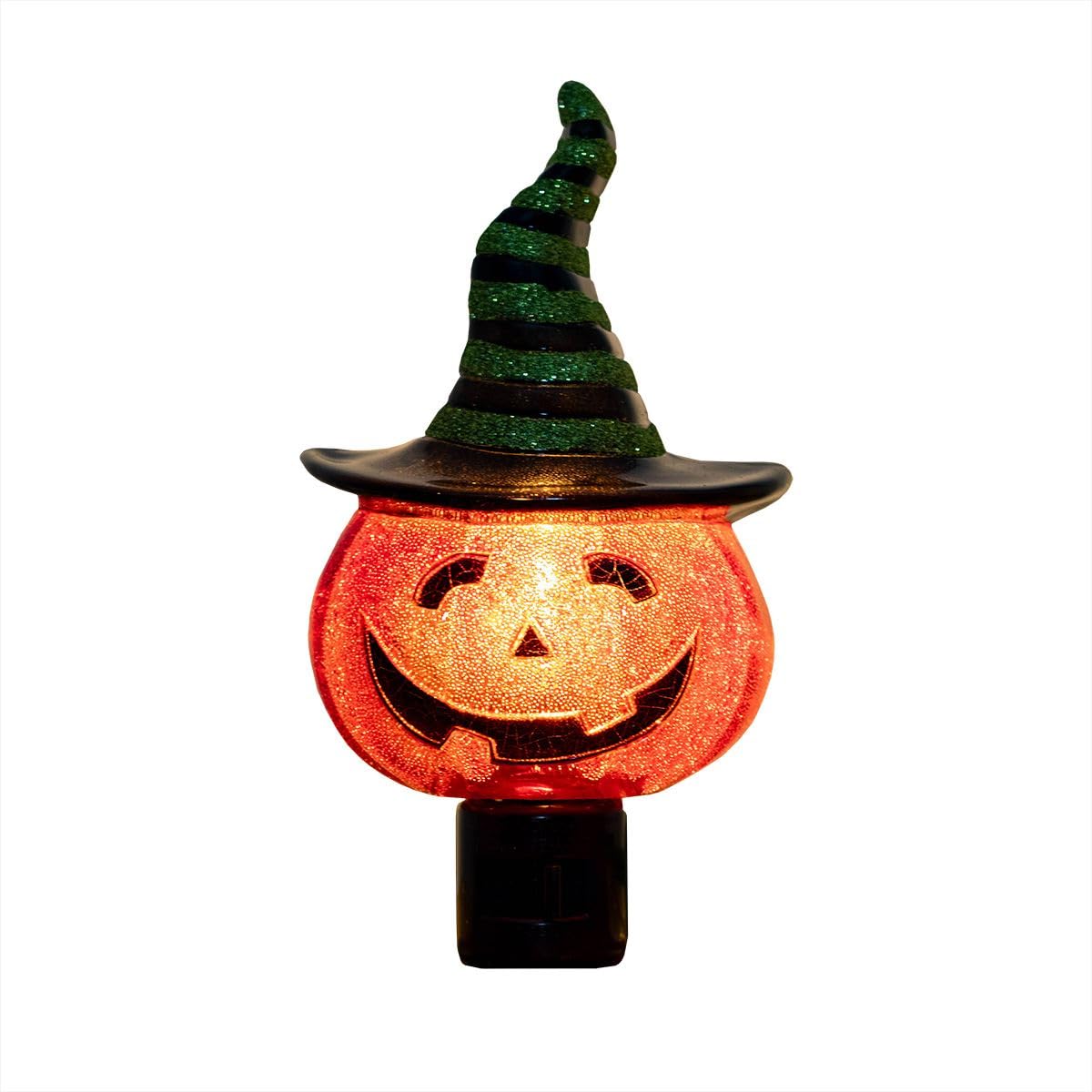 Novelty Lights LED Pumpkin Night Light with Witch Hat, Plastic, Halloween, Swivel Plug