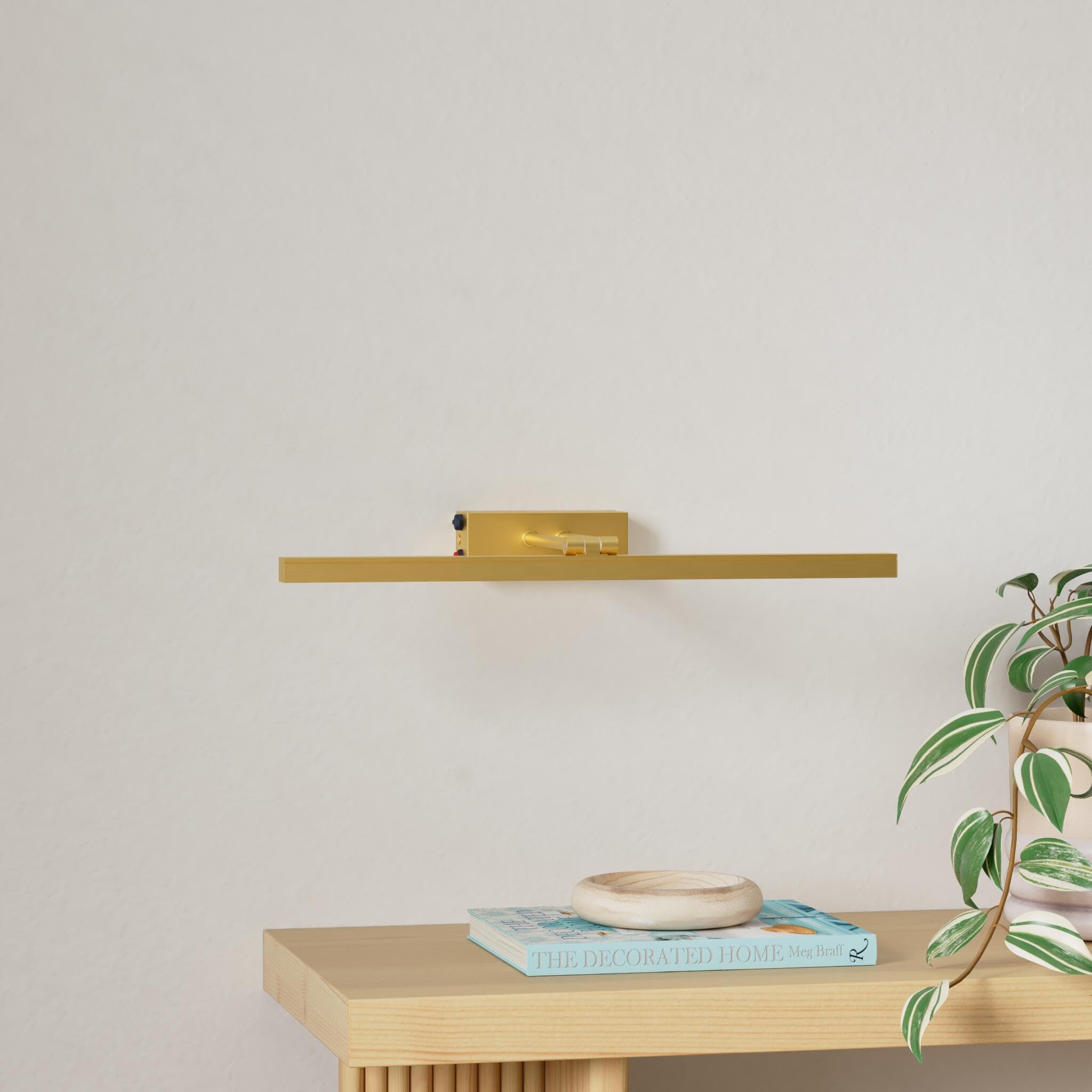 FUNCHDAY Picture Light, Wireless Battery Operated 17in Brass Art Light with Remote Control and Timer, Model FC70178