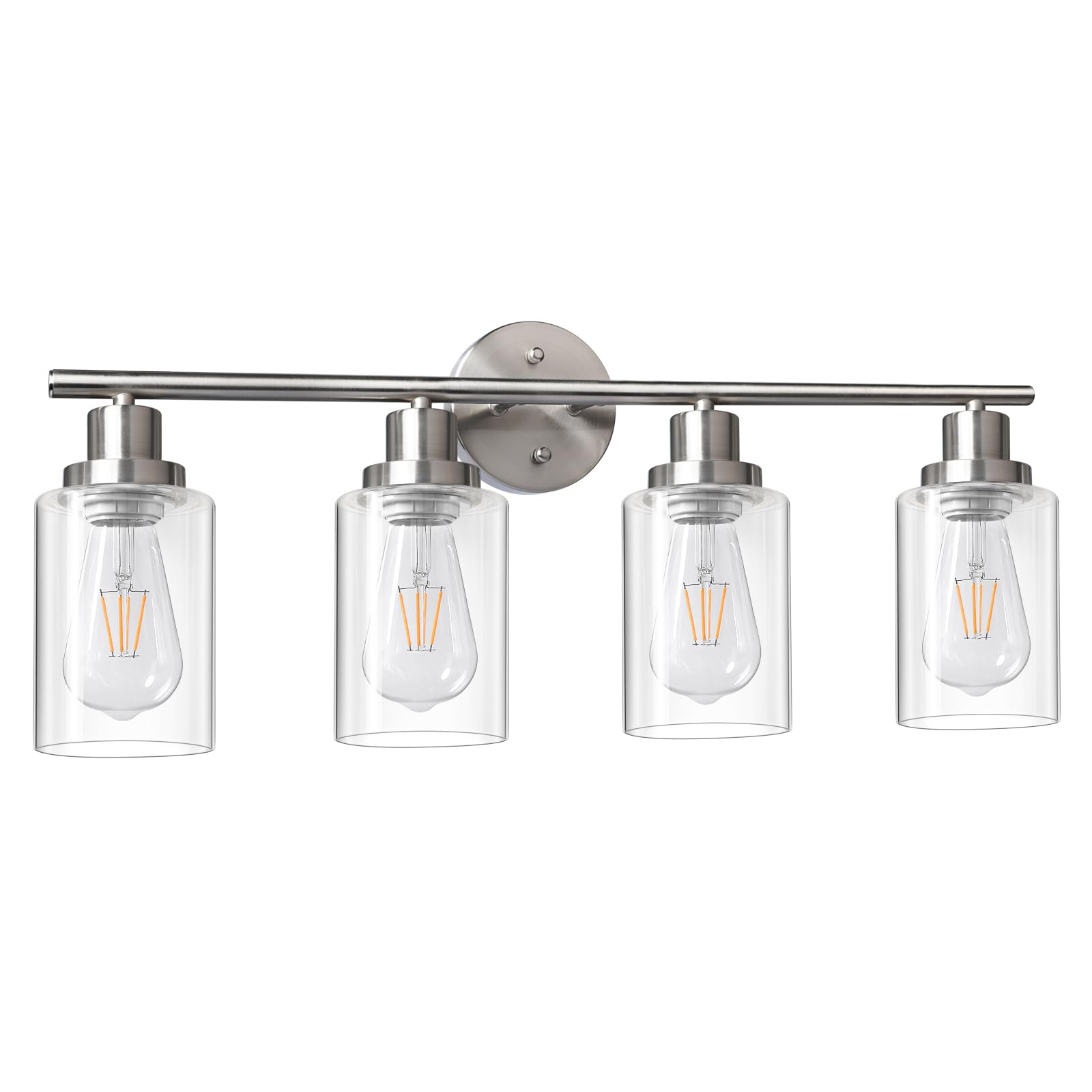 Unicozin 4 Light Vanity Lights, Bathroom Light Fixtures Over Mirror, Brushed Nickel Wall Sconce Light With Clear Glass, Wall Lig