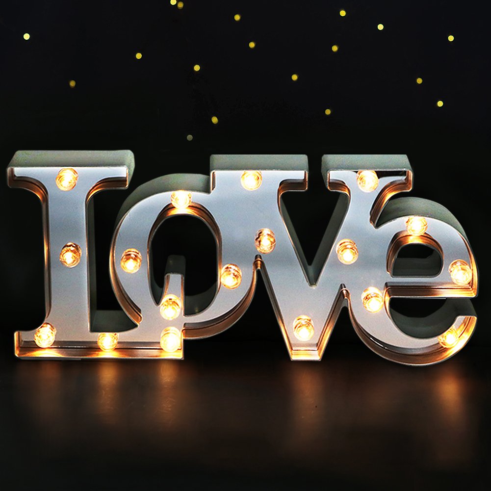 Bright Zeal 16'' x 7'' Large Love Decor for Bedroom LED Marquee Sign (Mirror Front) - Love Marquee Sign with Lights Mothers Day 