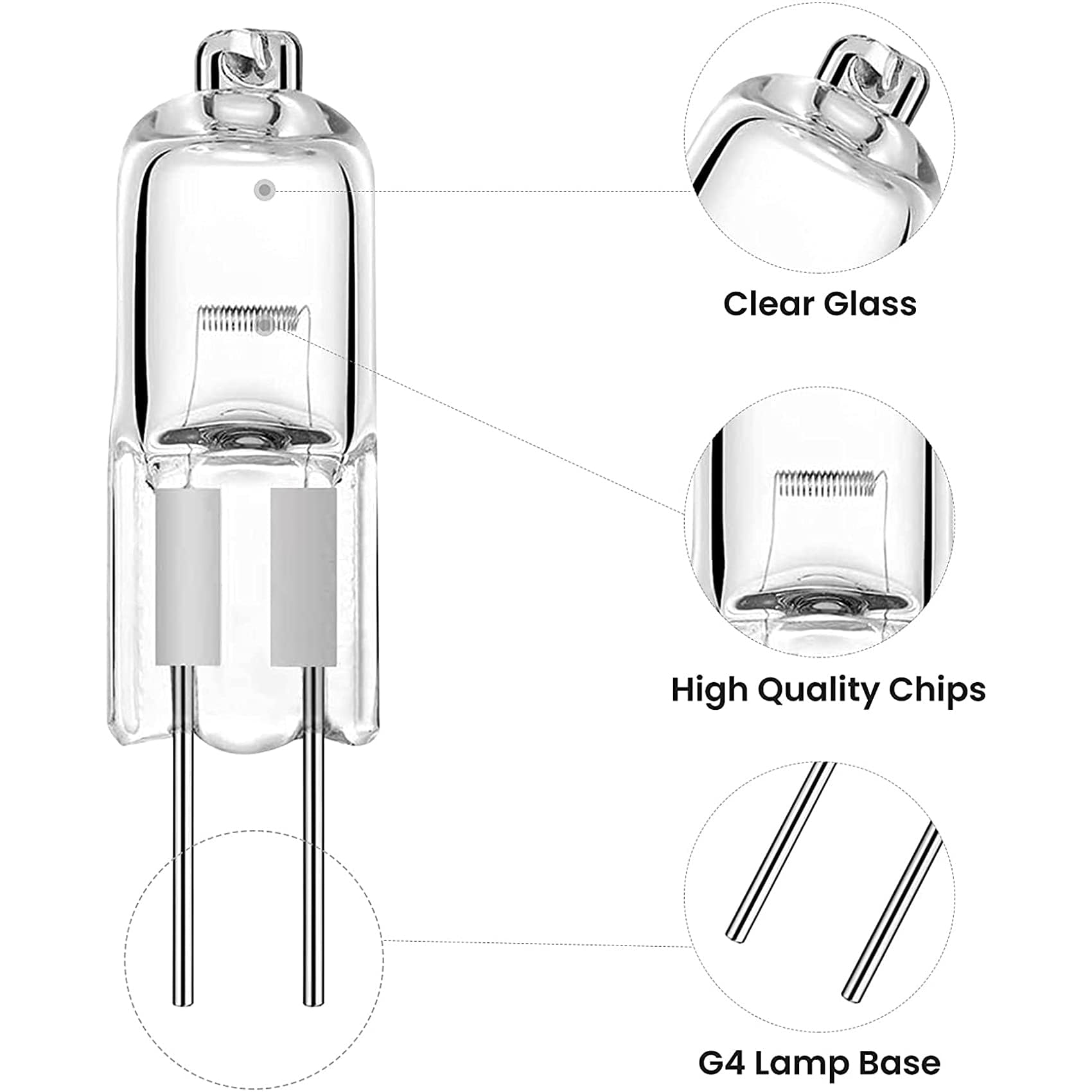 Rpanle G4 Halogen Bulbs, Clear Capsule 10W 12V 3000K Warm White Light, For Cooker Lighting, Signal Lights, Track Lighting (10 Pa