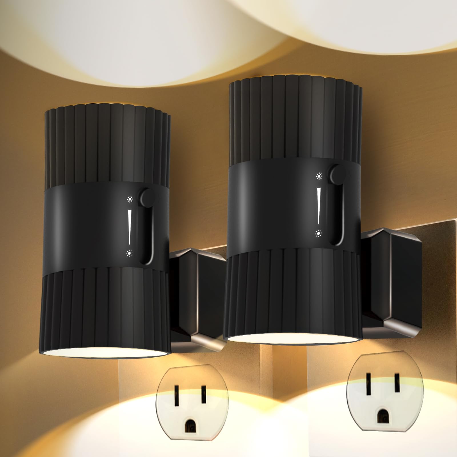 QQV Night Lights Plug into Wall, 90 Rotatable Plug in Night Light with Dusk to Dawn Sensor, 0-100LM Dimmable Wall Light, 3000K S