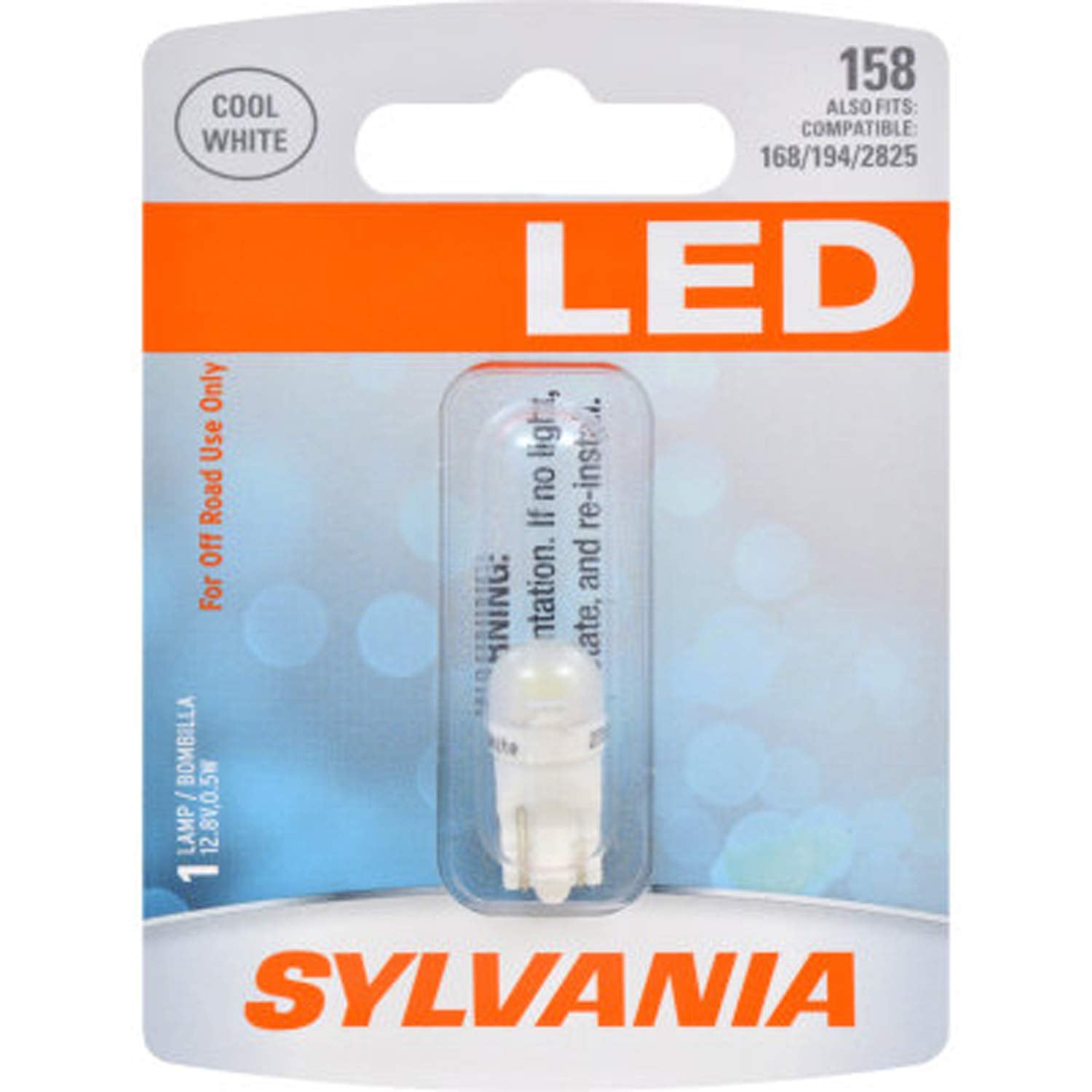 SYLVANIA 158 T10 W5W LED Mini Bulb - White, Ideal for Interior Lighting, Model 158SL.BP