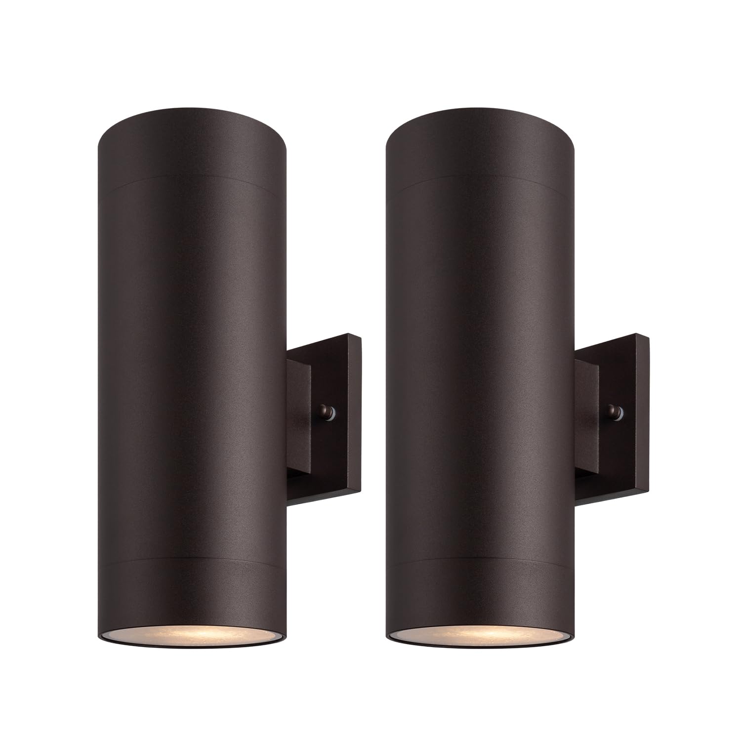 mirrea Outdoor Porch Light, 14in Aluminum Cylinder, Waterproof Wall Sconce, Oil Rubbed Bronze, 2 Pack, Model B12A130