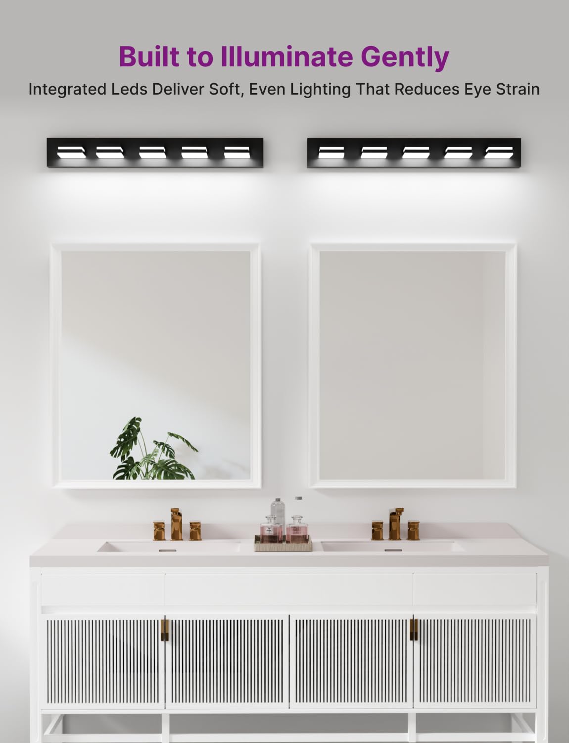 Likelgn Modern Bathroom Vanity Light, 36" Dimmable LED, Matte Black, 5-Light, Model VL3310
