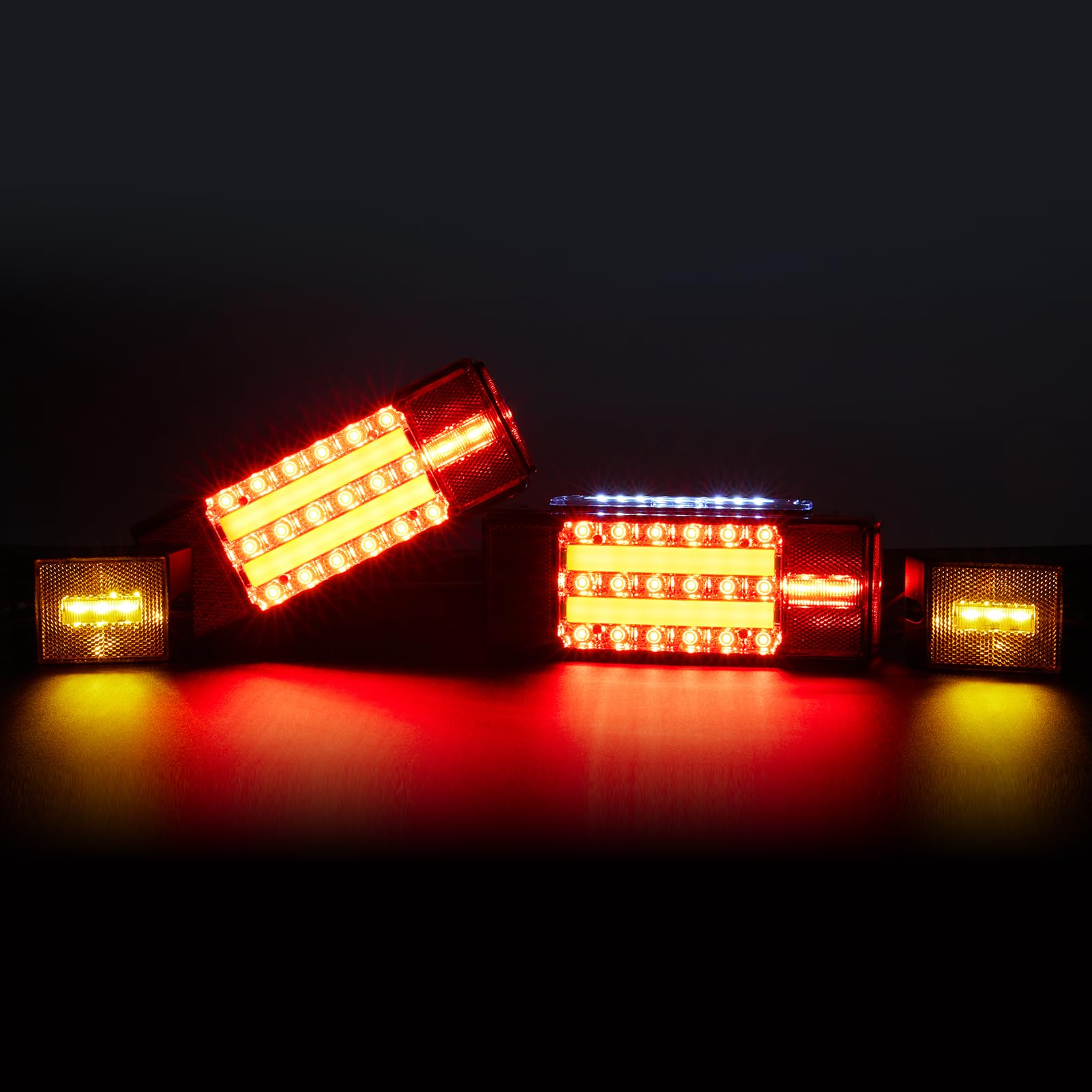 Kohree Submersible Led Trailer Lights Kit, 12V Super Bright Utility Brake Stop Turn License Tail Lights, Rectangular Trailer Lig
