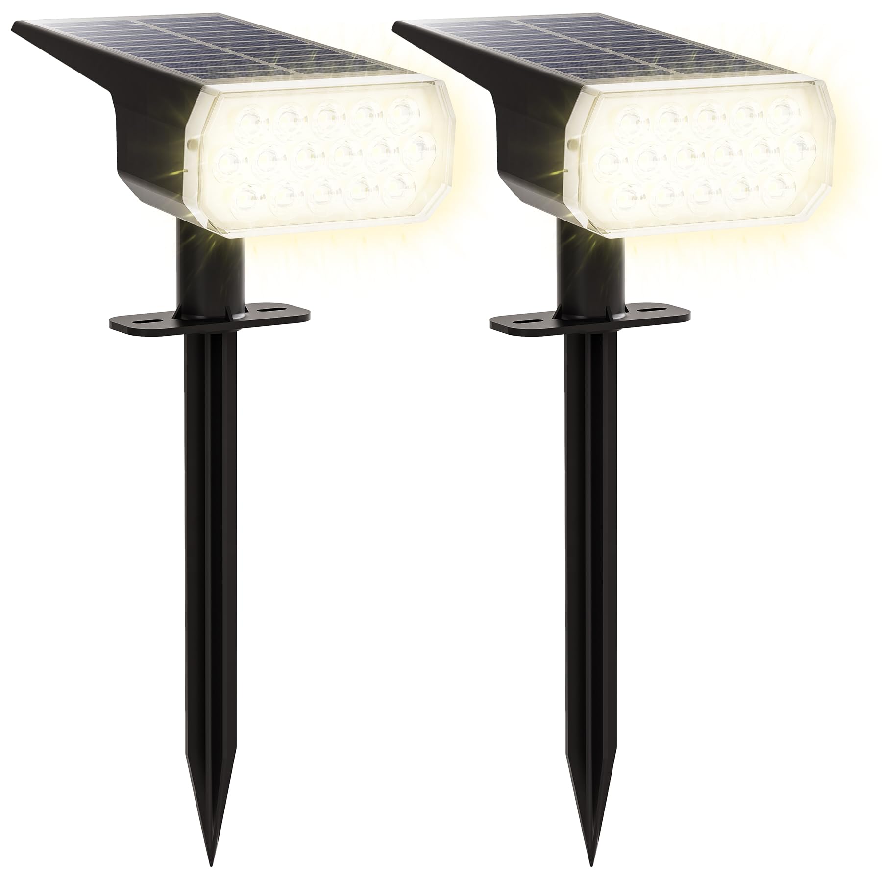 AIDROIT Solar Spot Lights Outdoor, 3 Lighting Modes Solar Outdoor Lights for Garden Yard Outside Landscape, 2 Pack Warm
