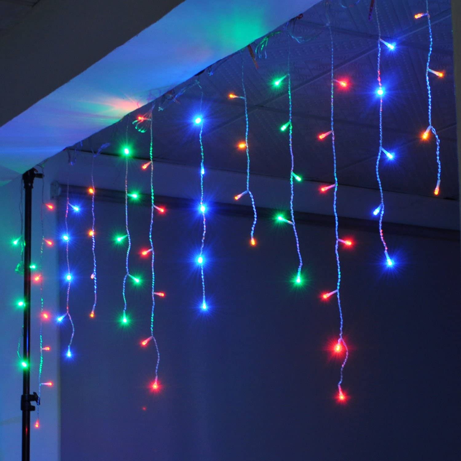 YOLIGHT Icicle String Lights 13ft 96 LED Multi-Color Twinkle Lights for Indoor/Outdoor Decoration, Model YL-96-CL