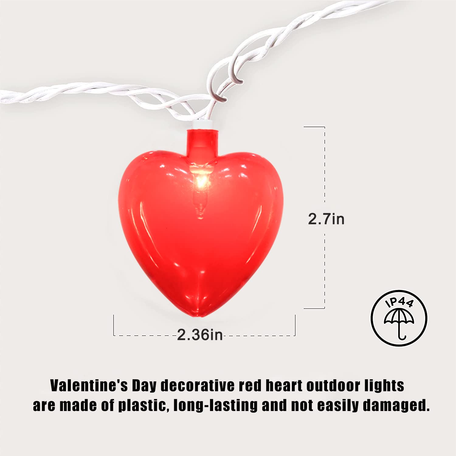 Doratale 8.5FT Red Heart String Lights - Connectable Plastic Valentine's Day Decorations for Indoor/Outdoor Holiday Party