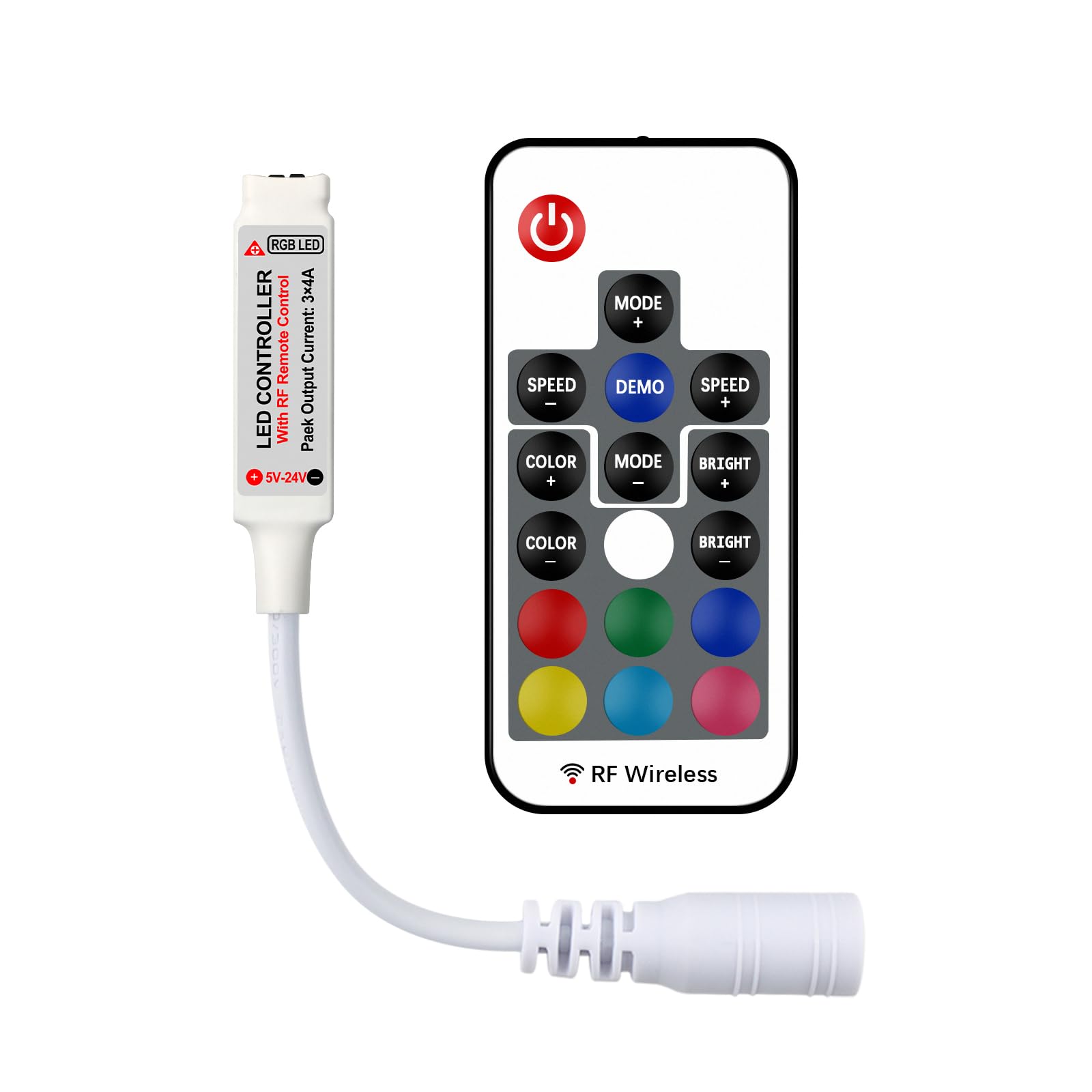 Rgbzone Wifi Rgb Led Controller, 24-Key Rf Remote, Dc 5V/12V/24V, For 5050 3528 5630 Led Strip Lights, Compatible With