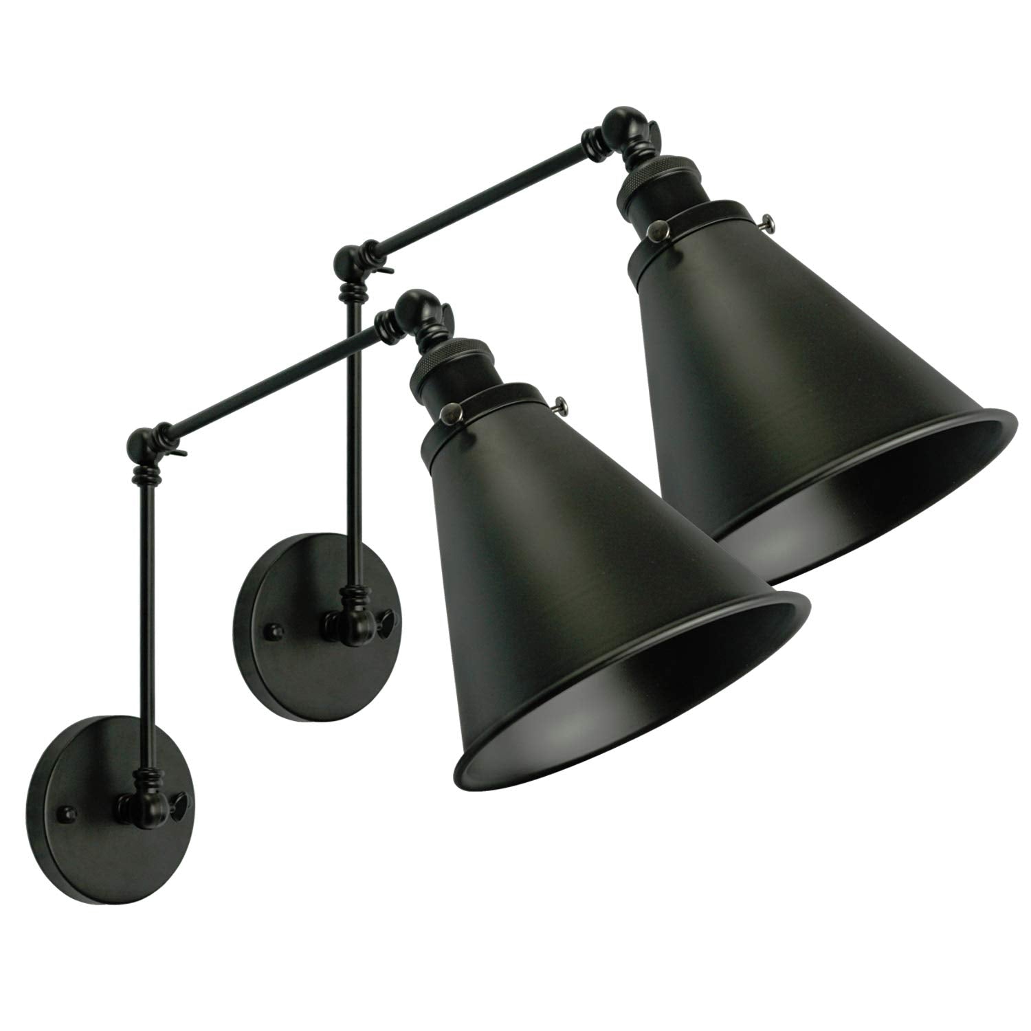 DZSUMY Industrial Black Wall Sconce,Angle Adjustable Decorative Modern Farmhouse Wall Mount Light for Living Room Wall Lamp Set 