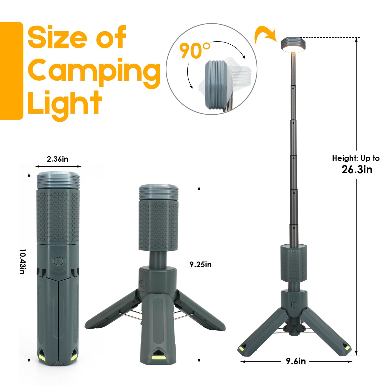 Telescopic Camping Lights, Rechargeable 10500mAh Camping Lantern with Storage Bag, Waterproof LED Camp Lamp with Magnetic, Porta