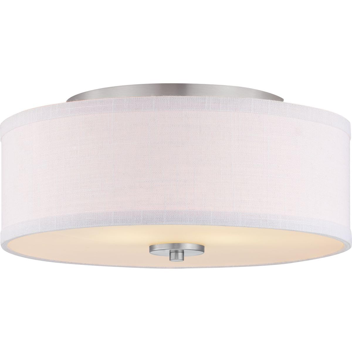 Progress Lighting P350130-009 2-Light Flush Mount Brushed Nickel with Fabric Shade 5.5x13x13 inches