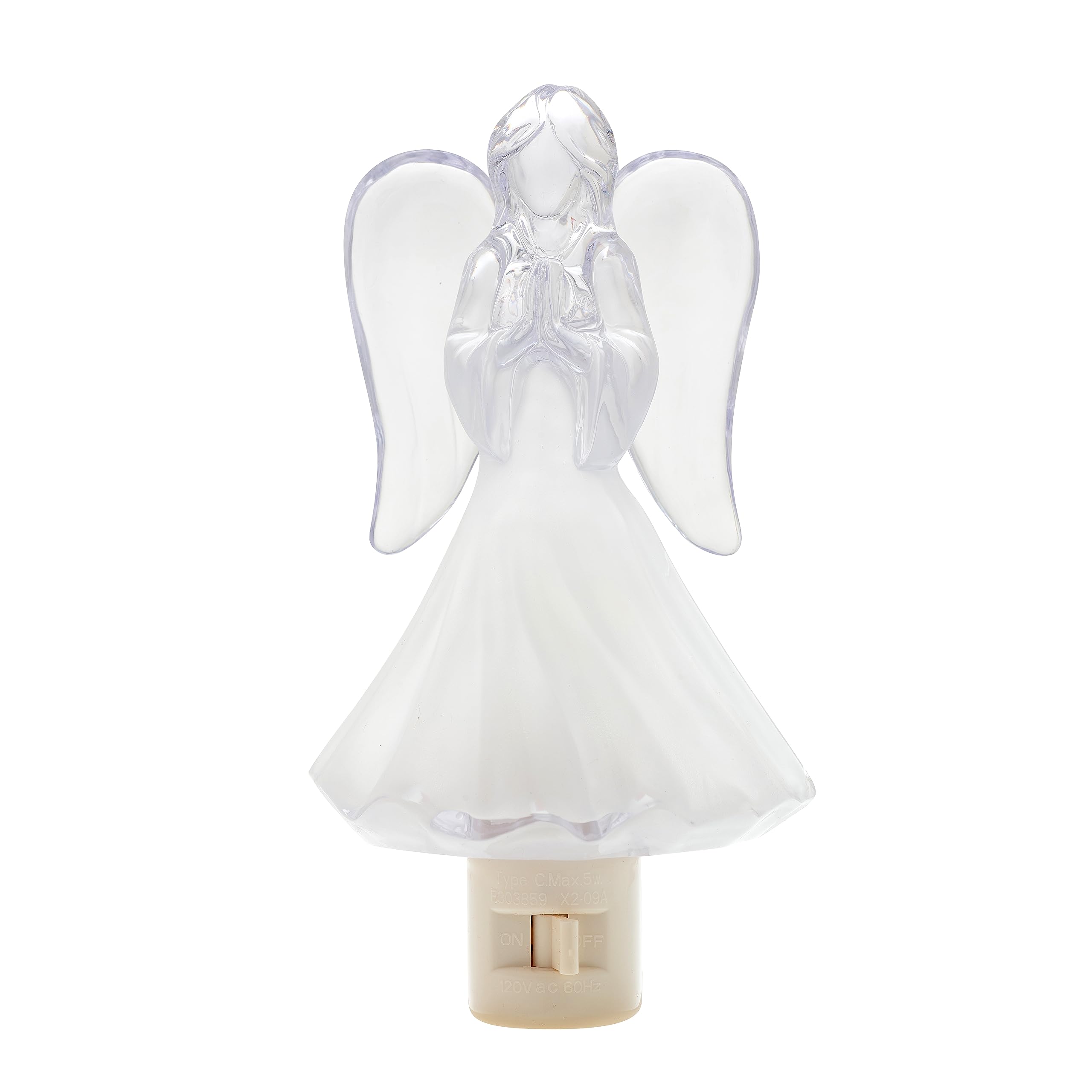 Creative Hobbies Heavenly Glow Angel Night Light - 5W C7 Bulb, On/Off Switch, White, Model NL