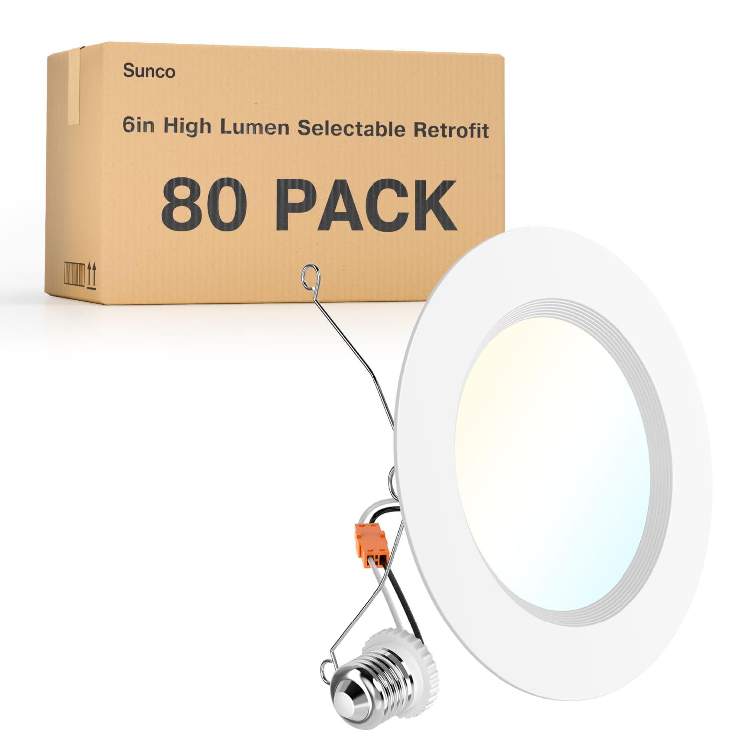 Sunco 80 Pack 6 Inch LED Recessed Light Retrofit, Can Lights for Ceiling, 1700 LM High Brightness, Selectable CCT 2700K/3000K/40