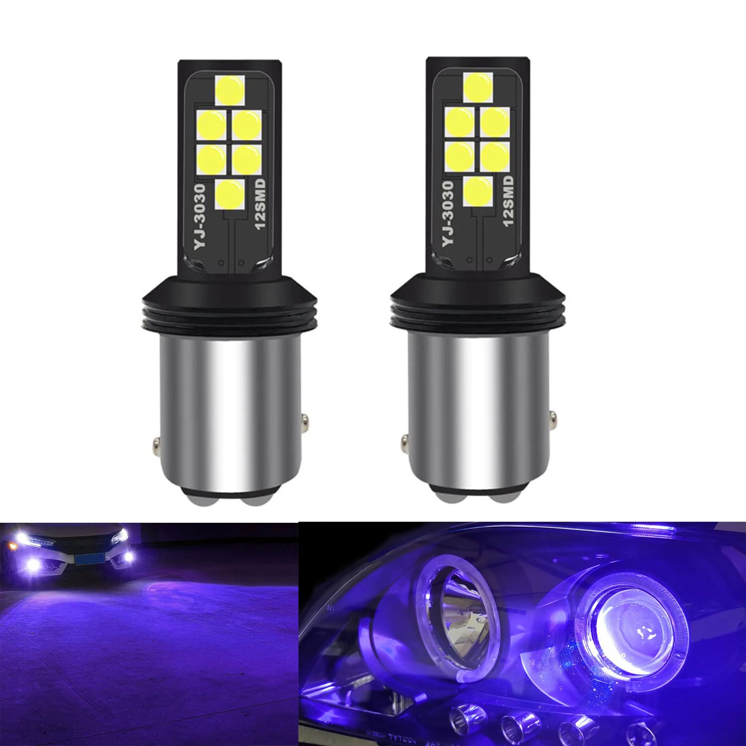 SOCAL-LED LIGHTING 1157 BAY15d Purple LED Turn Signal Bulb, 3030 SMD, Pack of 2, Plastic