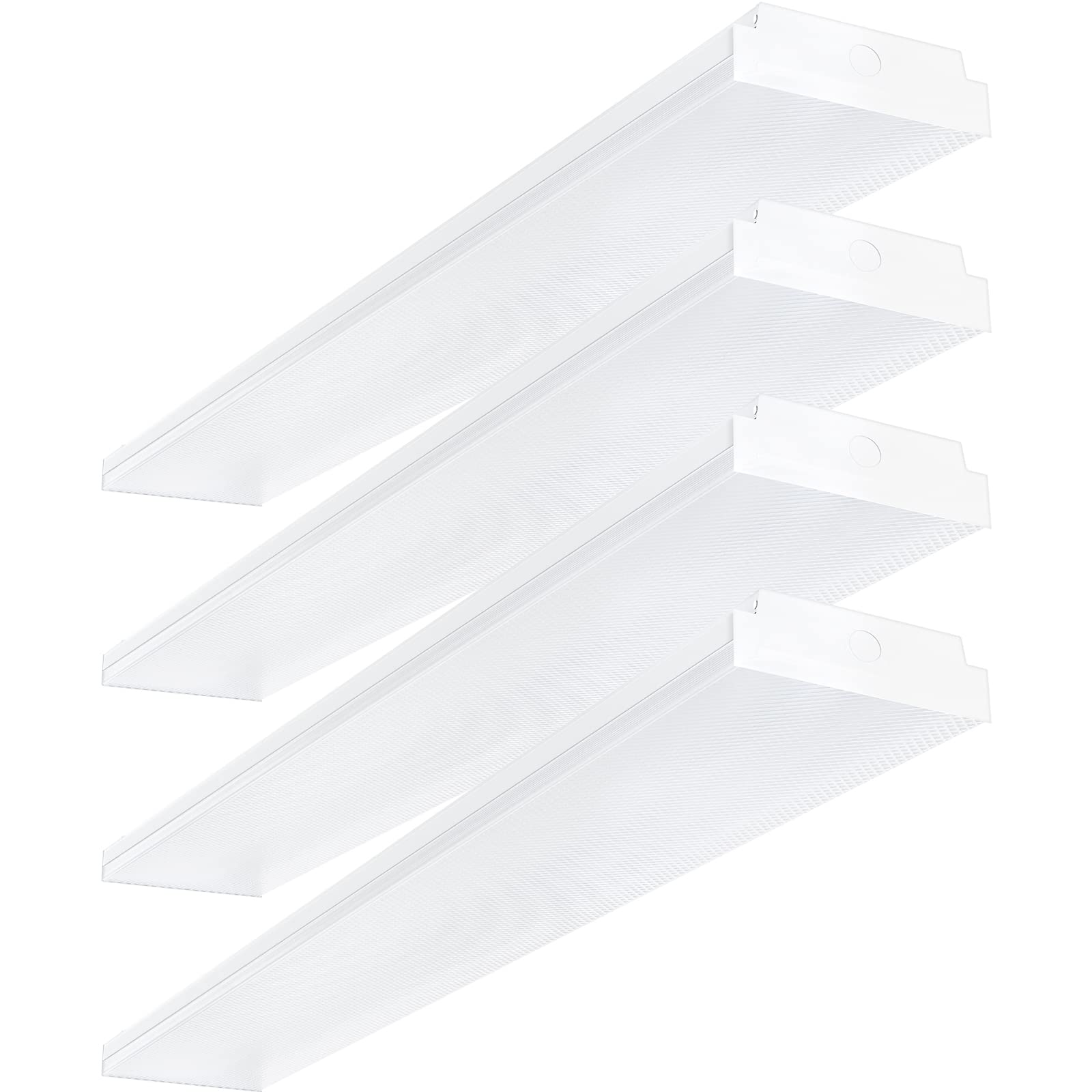 ANTLUX 4FT LED Wraparound 40W Shop Lights for Garage, 4400lm, 6000K, 4 Foot Crystal LED Wrap Light, 48 Inch Integrated Linear Strip Flush Mount Office Workshop Ceiling Lighting Fixture, 4 Pack