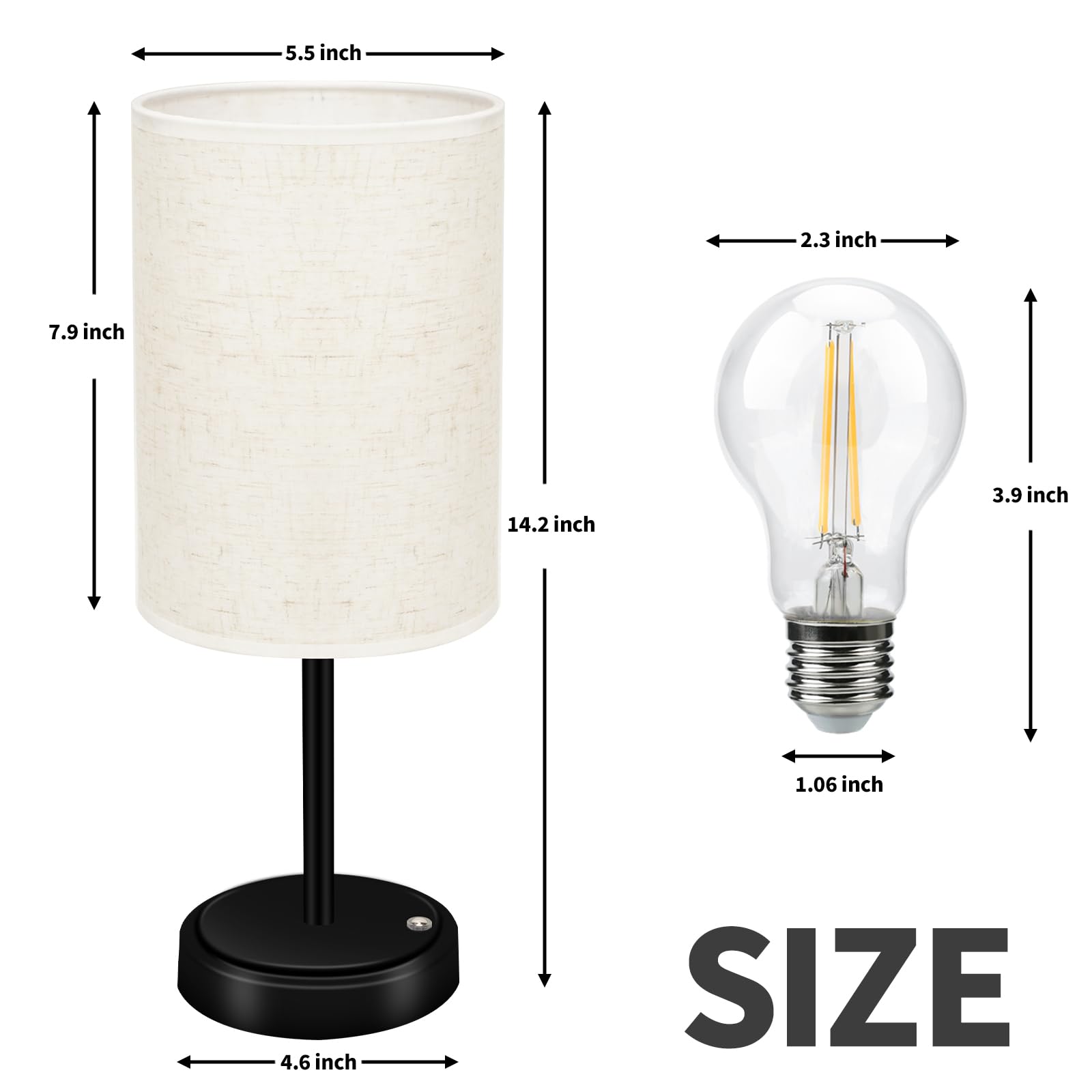 Lhyuetong 2-Piece Cordless Led Desk Lamp, Modern Minimalist Touch Lamp With Three-Level Brightness Adjustment, Linen Lampshade,