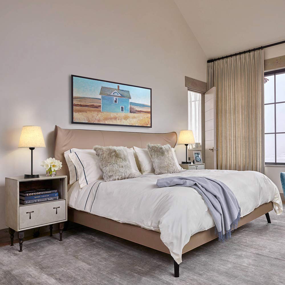 Vrisa Table Lamp For Bedroom Set Of 2 Small Bedside Lamp With Fabric Shade Modern Nightstand Lamp Minimalist Desk Lamp For Living Room Study Room Office Kids Room