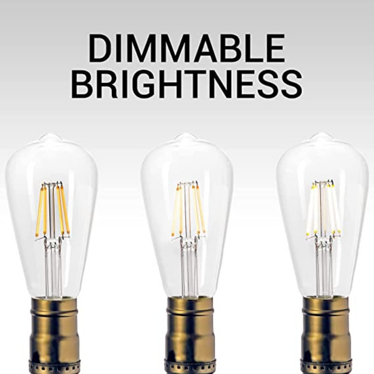 Basics Hardware LED Edison Light Bulbs - Dimmable Bulb, ST64 Vintage Style Decorative Lamp 2700k - Lasts 30k+ Hours, 60W, 110V,