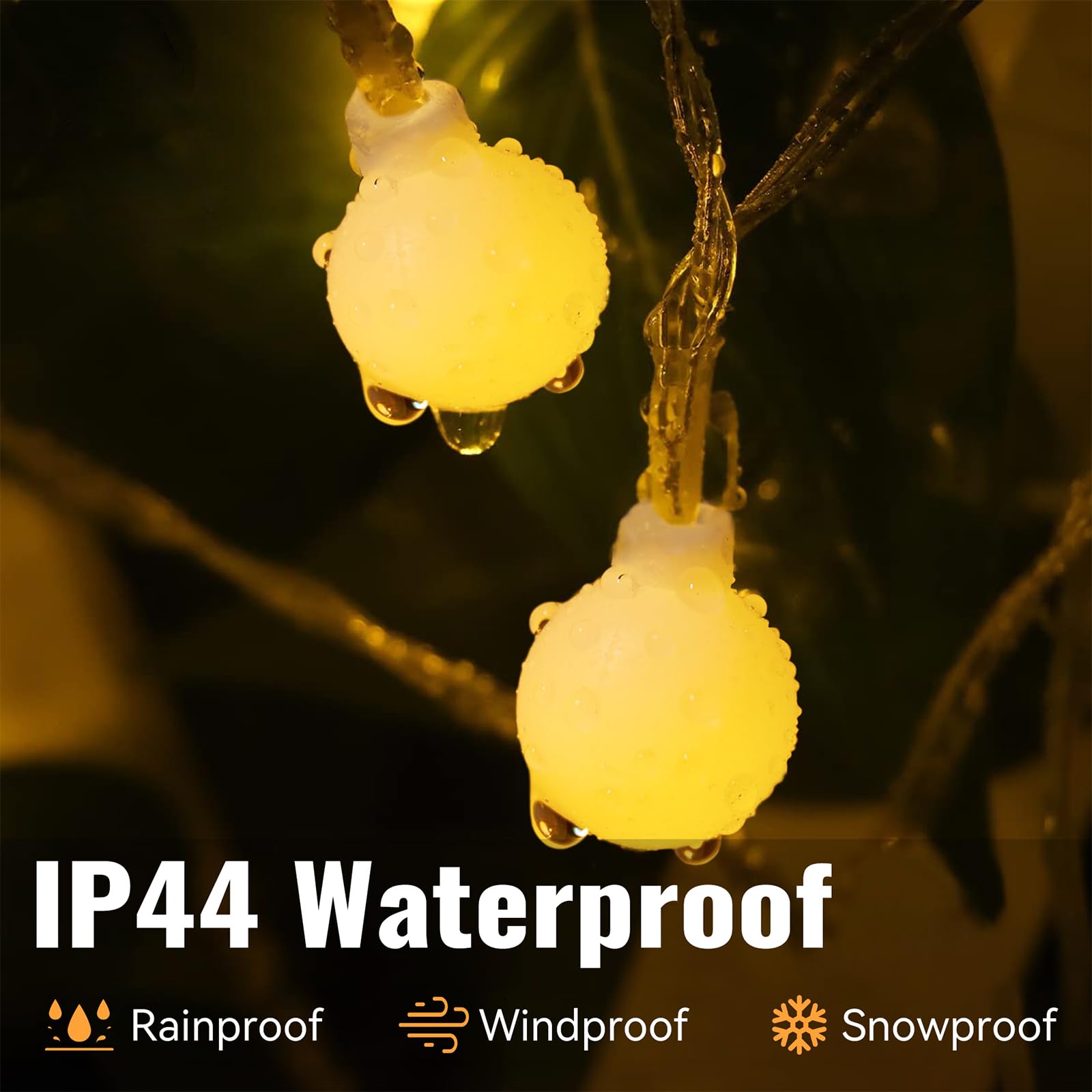 Wertioo 33Ft 100 Leds Battery Operated String Lights Globe Fairy Lights With Remote Control For Outdoor/Indoor, Tent, Camping, Bedroom,Garden,Christmas Tree[8 Modes,Timer ] (Warm White)