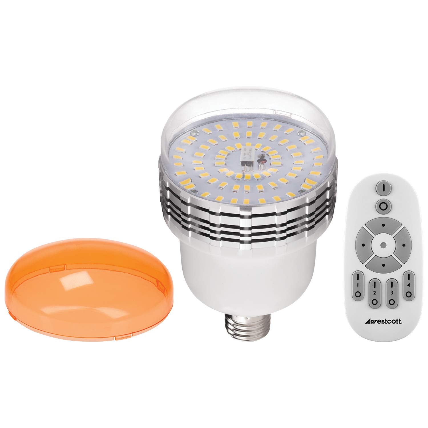 Westcott 45W Dimmable Daylight LED Bulb with Tungsten Gel Cap and Remote for Photography and Video