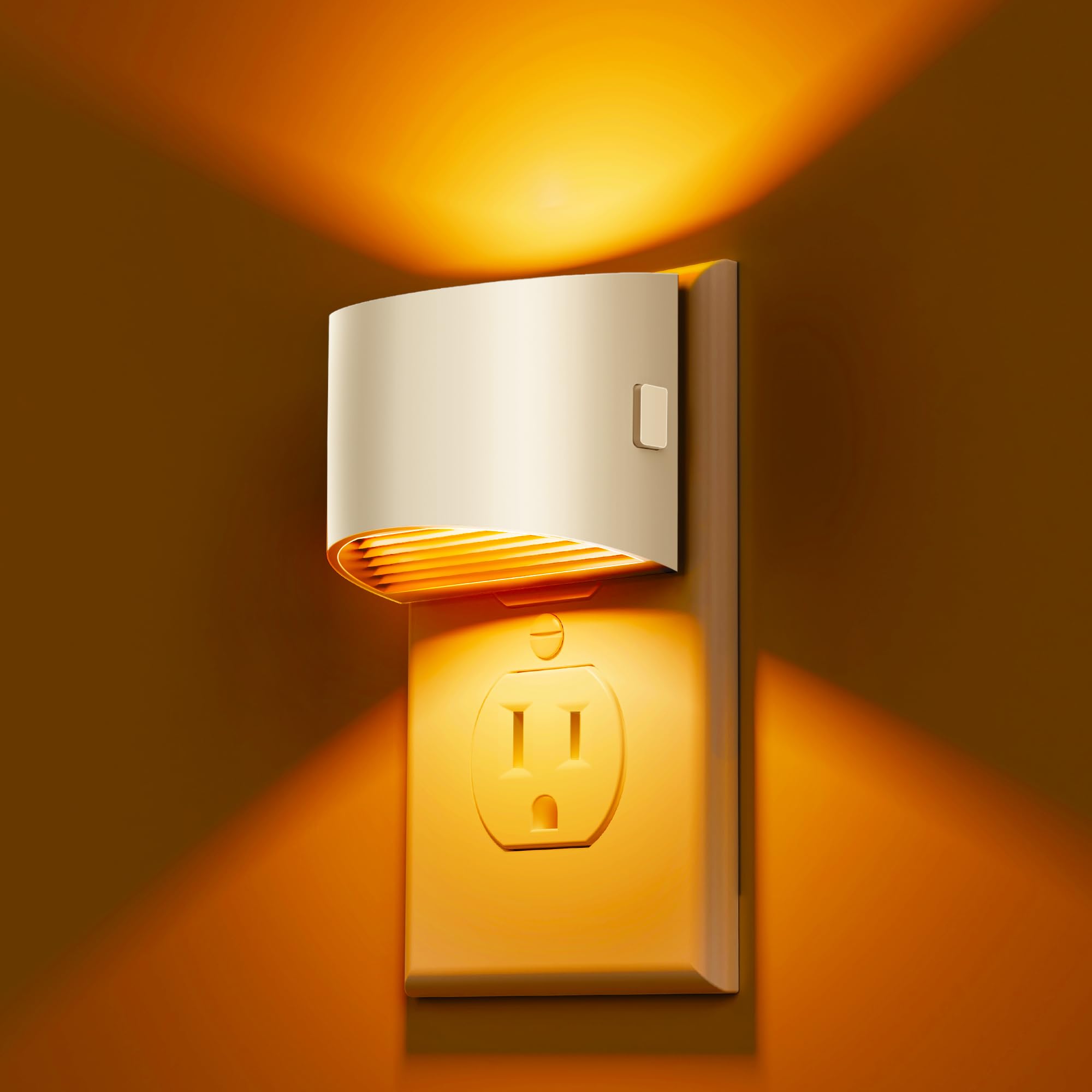 L LOHAS LED Night Light, Dusk to Dawn Sensor, 3 Brightness Levels, 2 Pack, White-Amber, Model A-GY10707WHUS-2