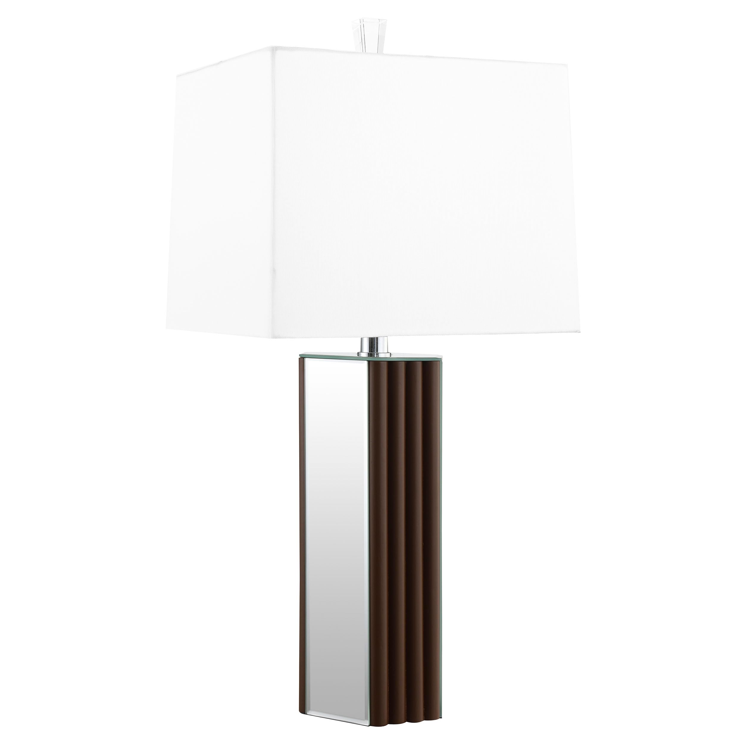 Coaster Home Furnishings Elena 30-Inch Square Tapered Mirrored Table Lamp Brown
