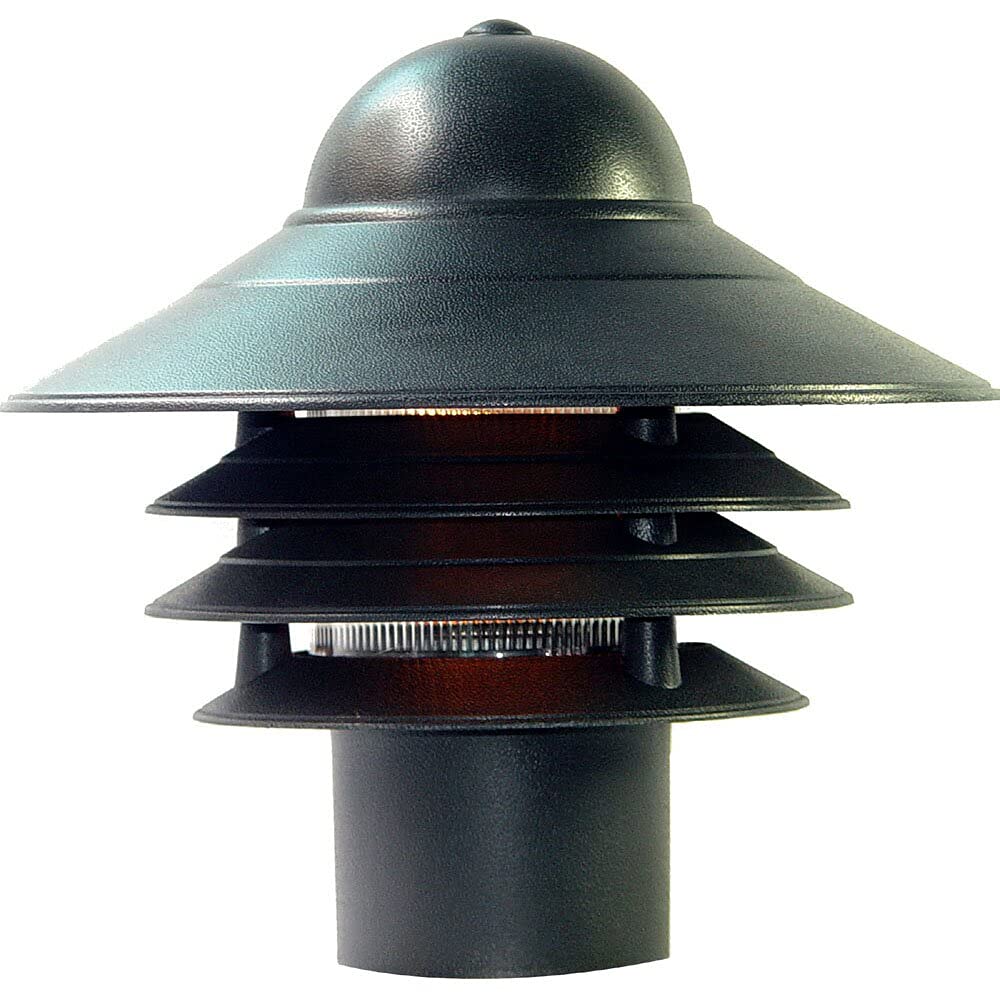 KastLite Nautical Post Walkway Lamp | 10in High | Black | UL Listed | Fits 3in Posts | Model KL-NAUT-PM-B-BULB