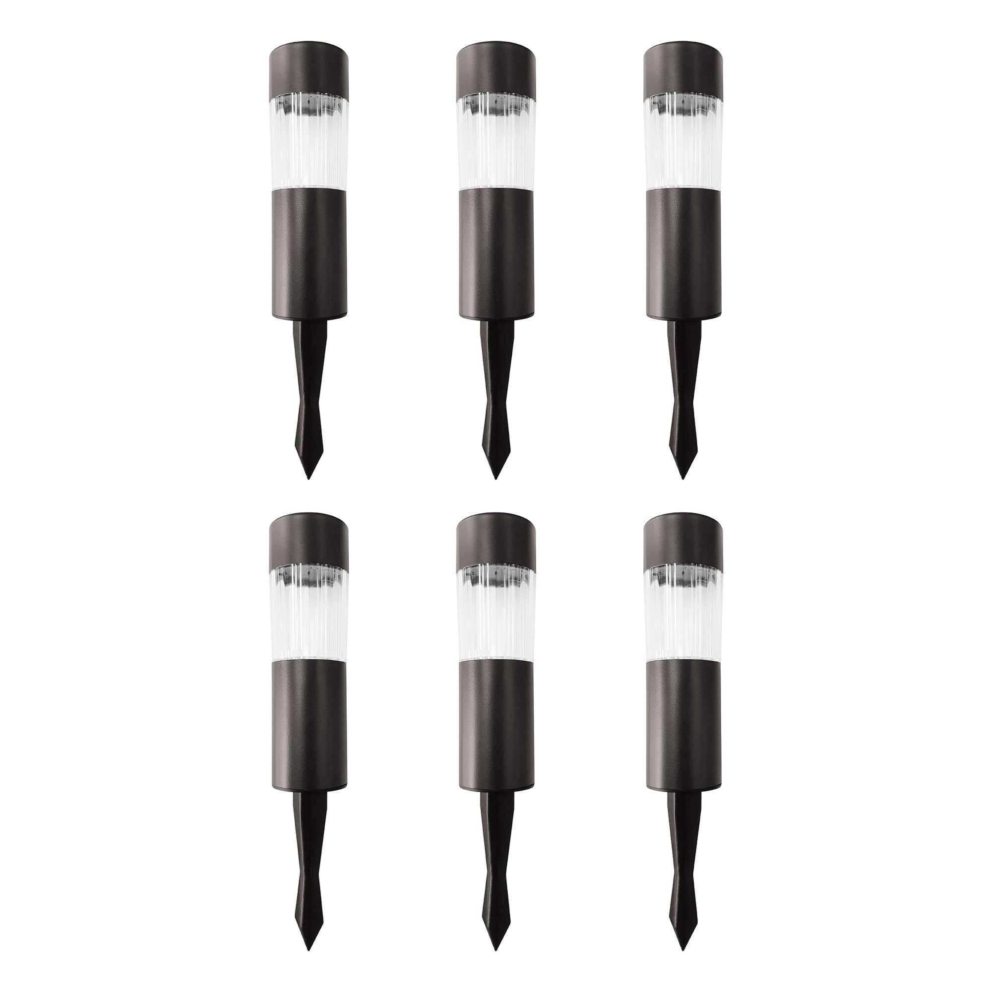 Amazon Basics Solar Outdoor Lights, Led Lights For Garden, Pathway, Patio, Black, 6-Pack