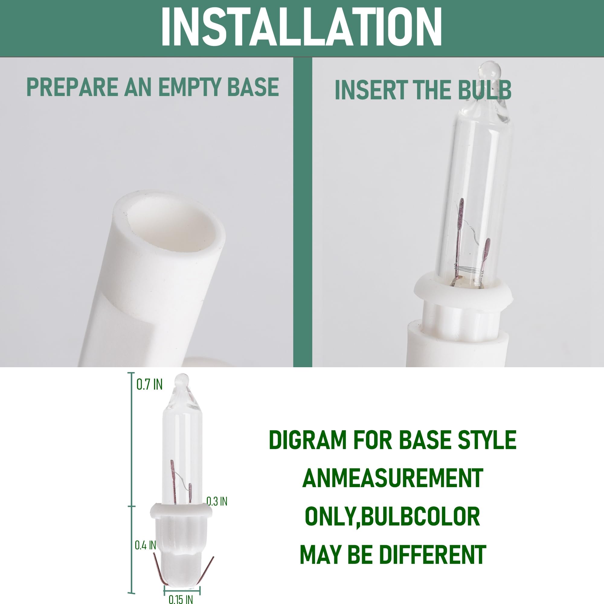 Dazzle Bright 120 Pcs Replacement Christmas Mini Light Bulbs, Warm White Incandescent String Light Bulbs With White Base, 2.5 V