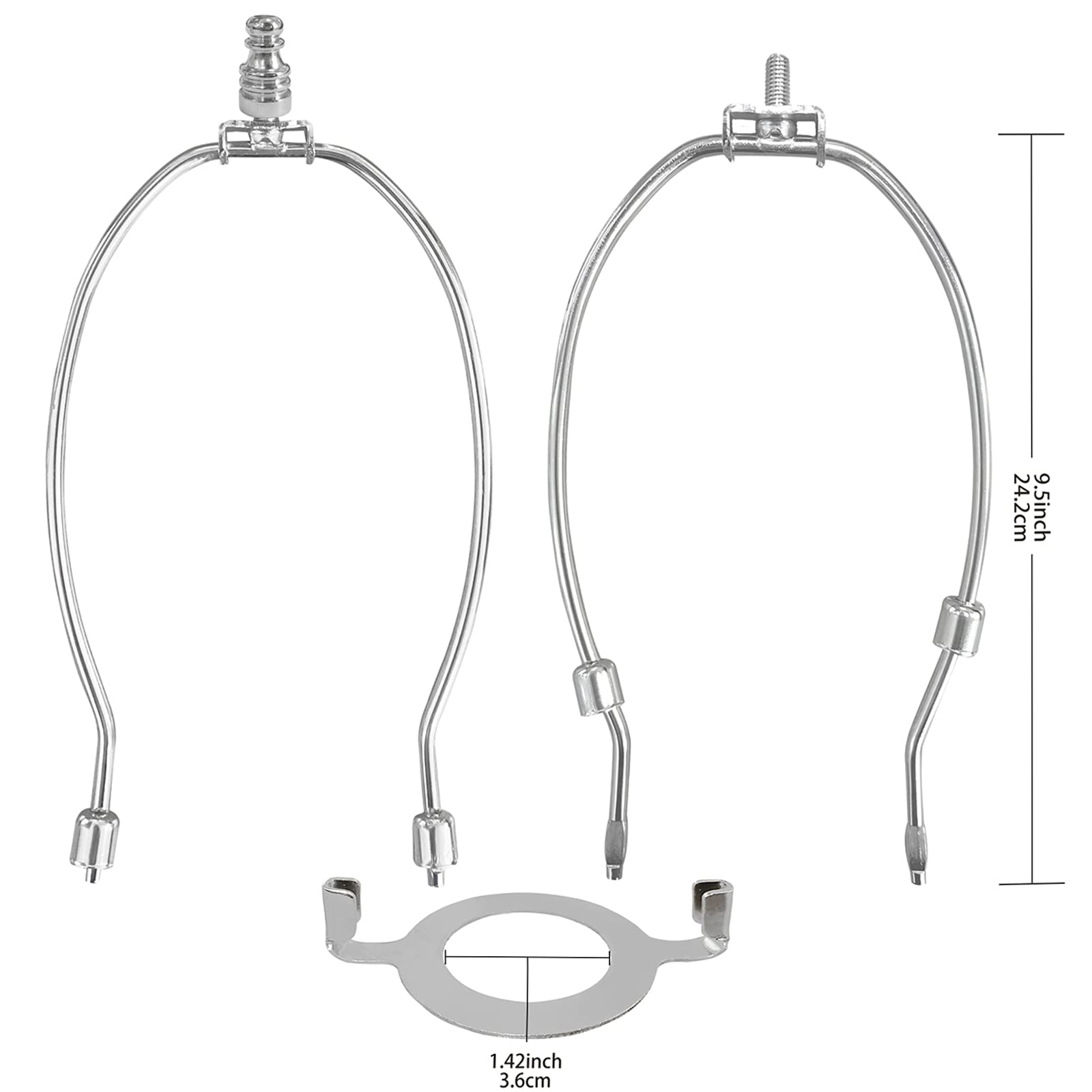 GIGIVOSHA Lamp Shade Harps Holder Kit, Adjustable E26 UNO Base, 10 Inch, Nickel - 2 Pack