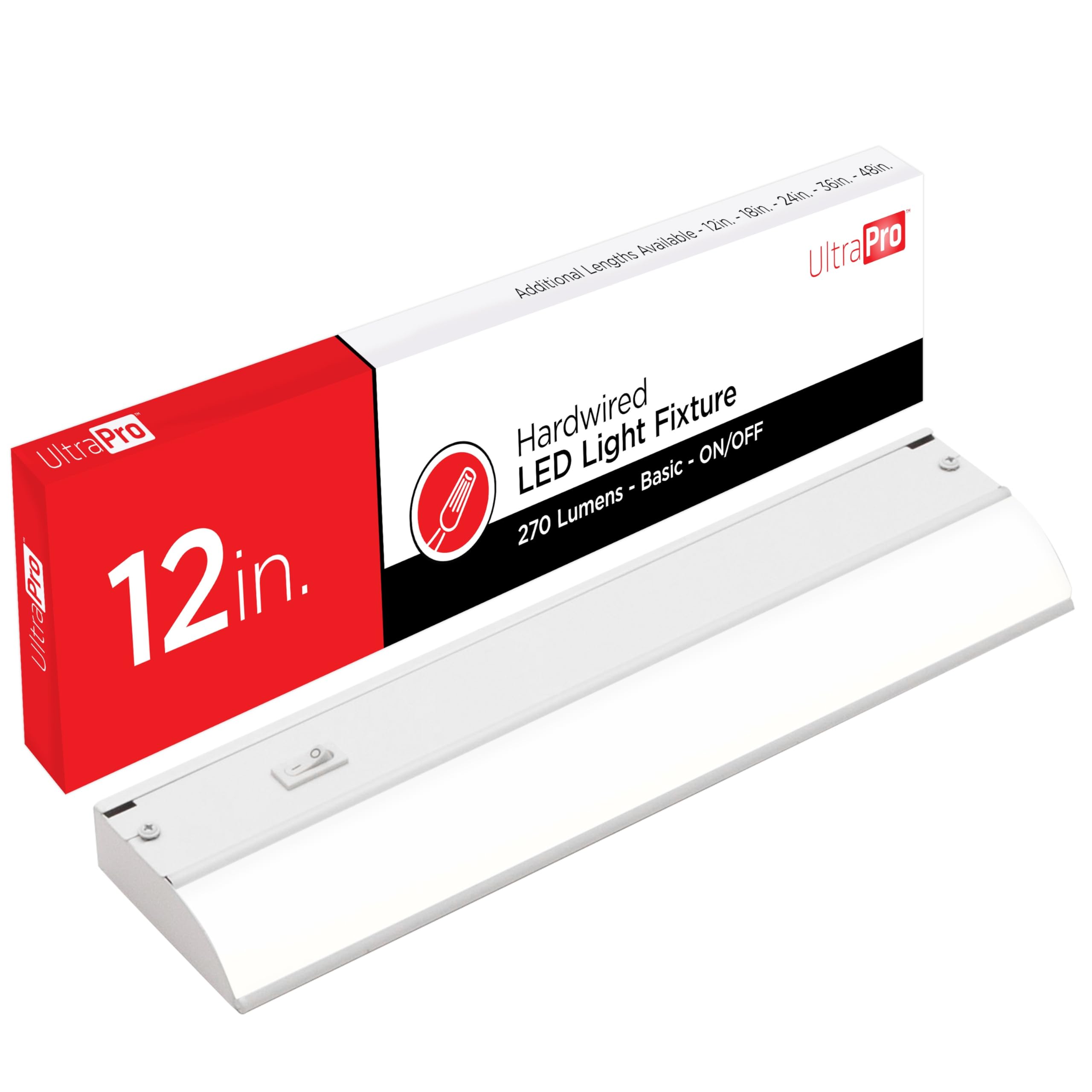 Ultrapro 12&quot; Hardwired Under Cabinet Lights, 2700K Warm White, Kitchen Lighting, White Plastic