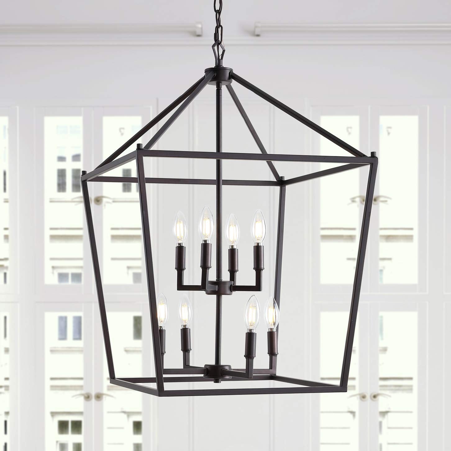 Jonathan Y Pagoda Lantern Pendant Light, Dimmable Metal, 20 In, Oil Rubbed Bronze, Model Jyl7438A, Classic Traditional Style