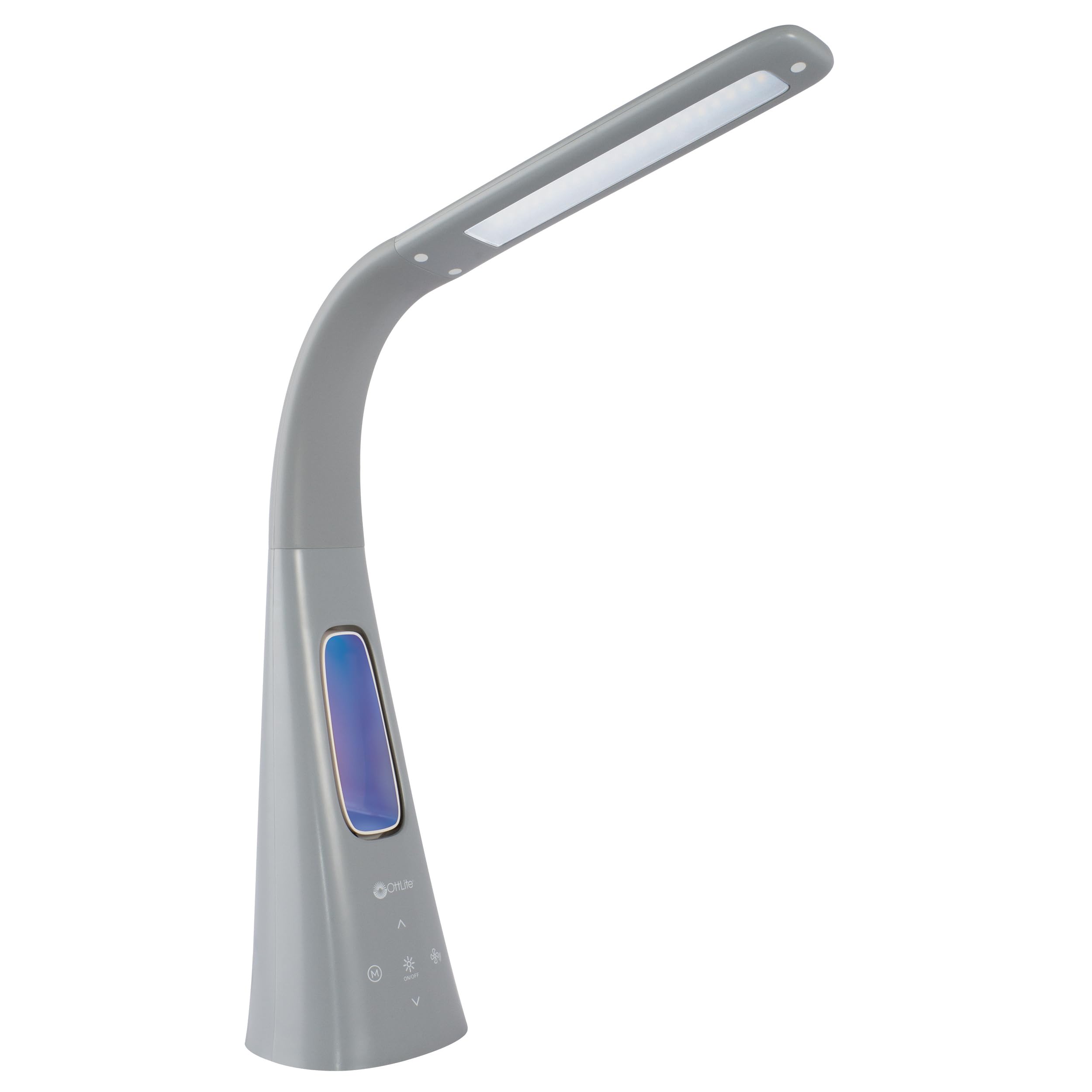Ottlite Cool Breeze Led Lamp With Fan (Gray) - 3-Speed Bladeless Fan & 5 Brightness Settings With Touch Activated Controls, Ener
