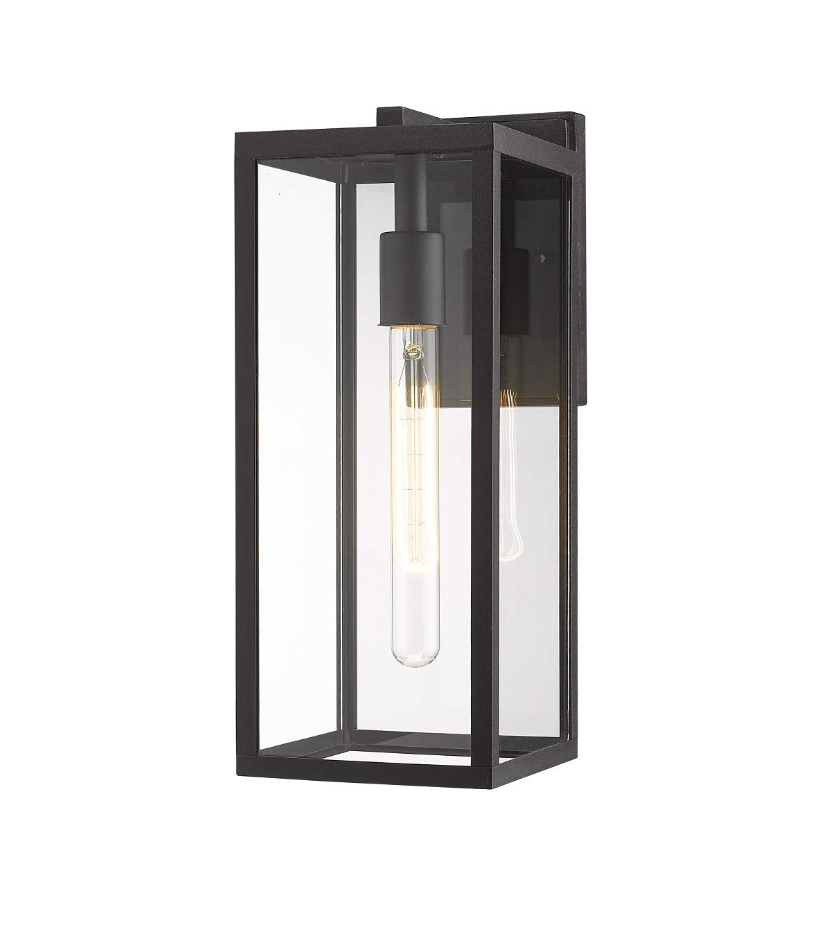 Bestshared Outdoor Wall Lantern, 15in 1-Light Sconce, Metal, Black, 1 Pack, Model 4176