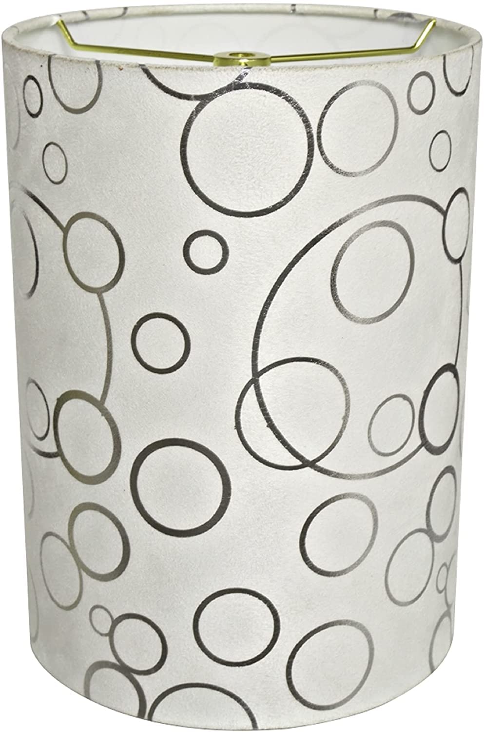 Aspen Creative Drum Lamp Shade, 8in x 8in x 11in, White with Circle Pattern, Model 31114A, Suede Fabric