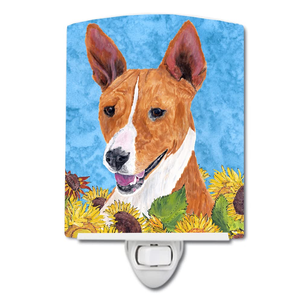 Caroline'S Treasures Sc9054Cnl Basenji In Summer Flowers Ceramic Night Light Compact, Ul-Certified, Ideal For Bedroom, Bathroom, Nursery, Hallway, Kitchen, 6X4X3, Multicolor