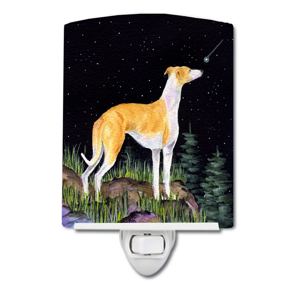 Carolines Treasures Night Light, Ceramic, 6x4x3in, Whippet, Model SS8492CNL, UL-Certified, Ideal for Bedroom, Bathroom, Nursery