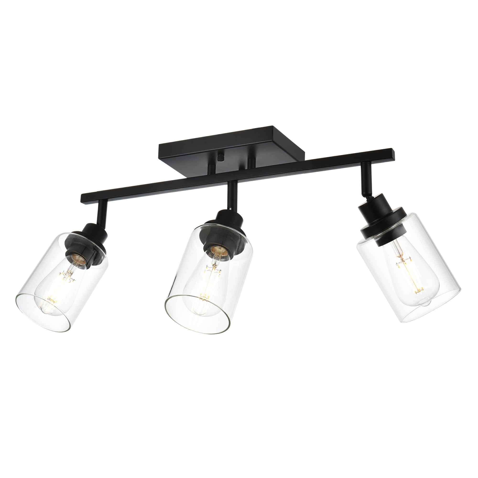 Wanluce 3-Light Track Lighting Kit Black Track Lighting Fixtures Bathroom Wall Sconces Ceiling Mount Kitchen Tracking Lights  Rotatable Spotlight With Clear Glass Shade For Kitchen Shop Hallway