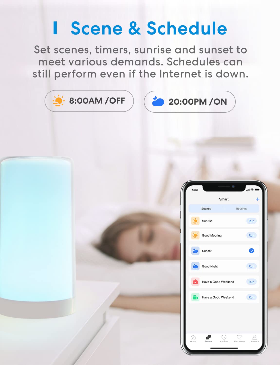 meross Smart WiFi Table Lamp - Tunable White & Multicolor, Touch & Voice Control, Large Size, MSL430HK