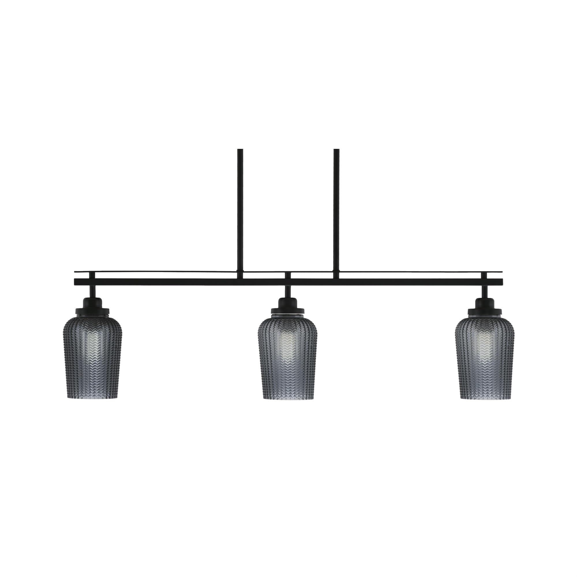 Odyssey 3 Light Isl& Light, Matte Black Finish, 5" Smoke Textured Glass