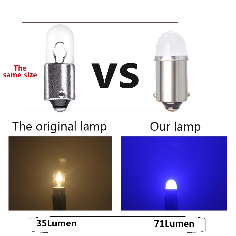 Yoper BA9S 53 57 1895 64111 LED Light Bulb for Car 12V Deep Blue