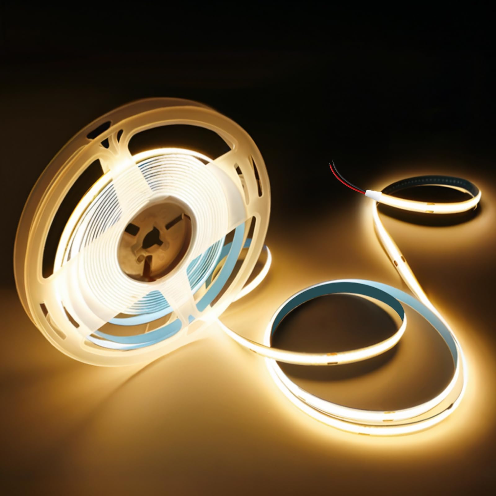 VOEWT COB LED Band Lights Warm White 3000K 32.8ft 24V High CRI 95Ra+ Super Bright  Flexible Tape Lights for Bedroom Mirror Kitchen Cabinet  Living Room(Power Supply Not Included)