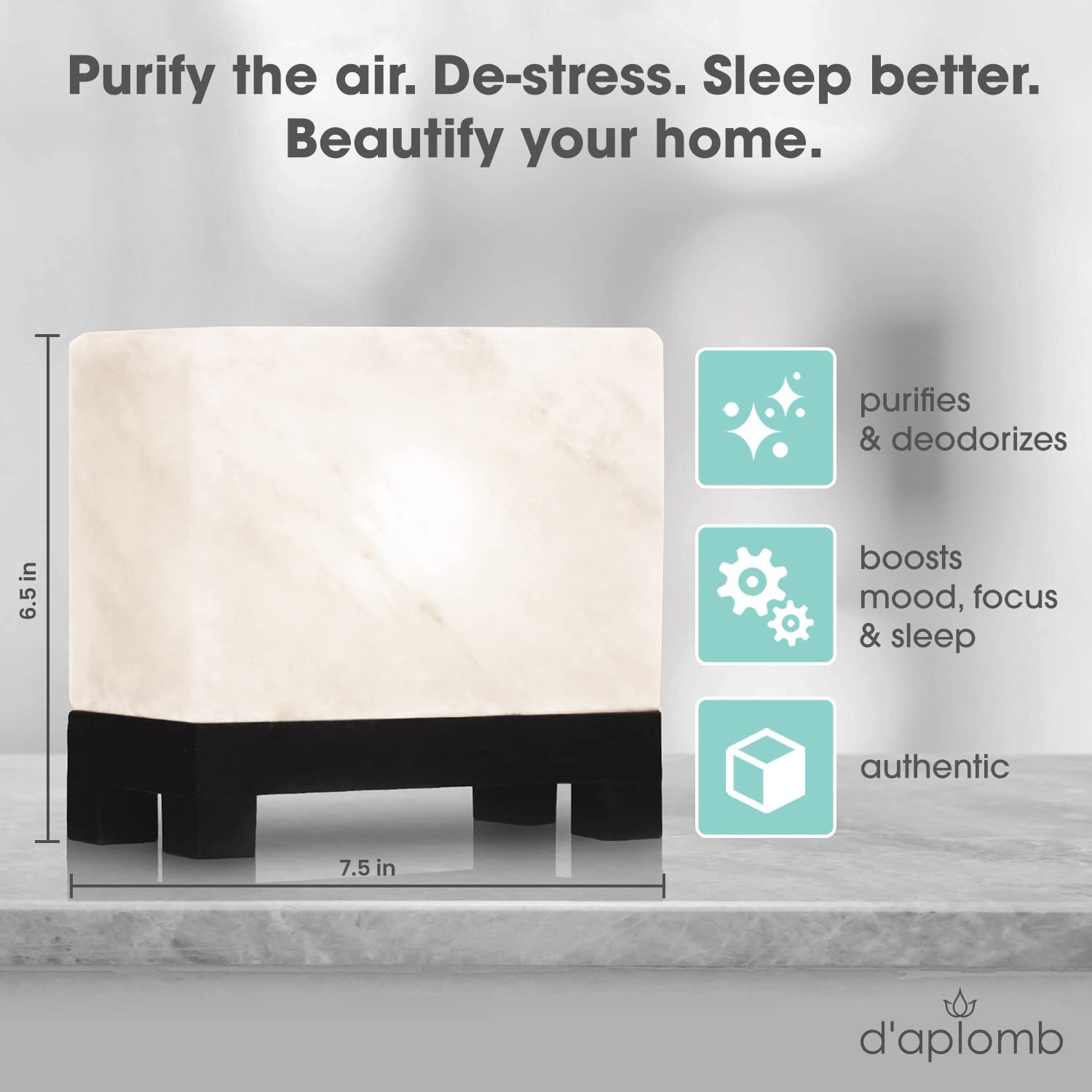 D'Aplomb 100% Authentic Natural Himalayan Salt Lamp;Hand-Carved Modern Rectangle Rare White Crystal Rock Salt From The Himalayan