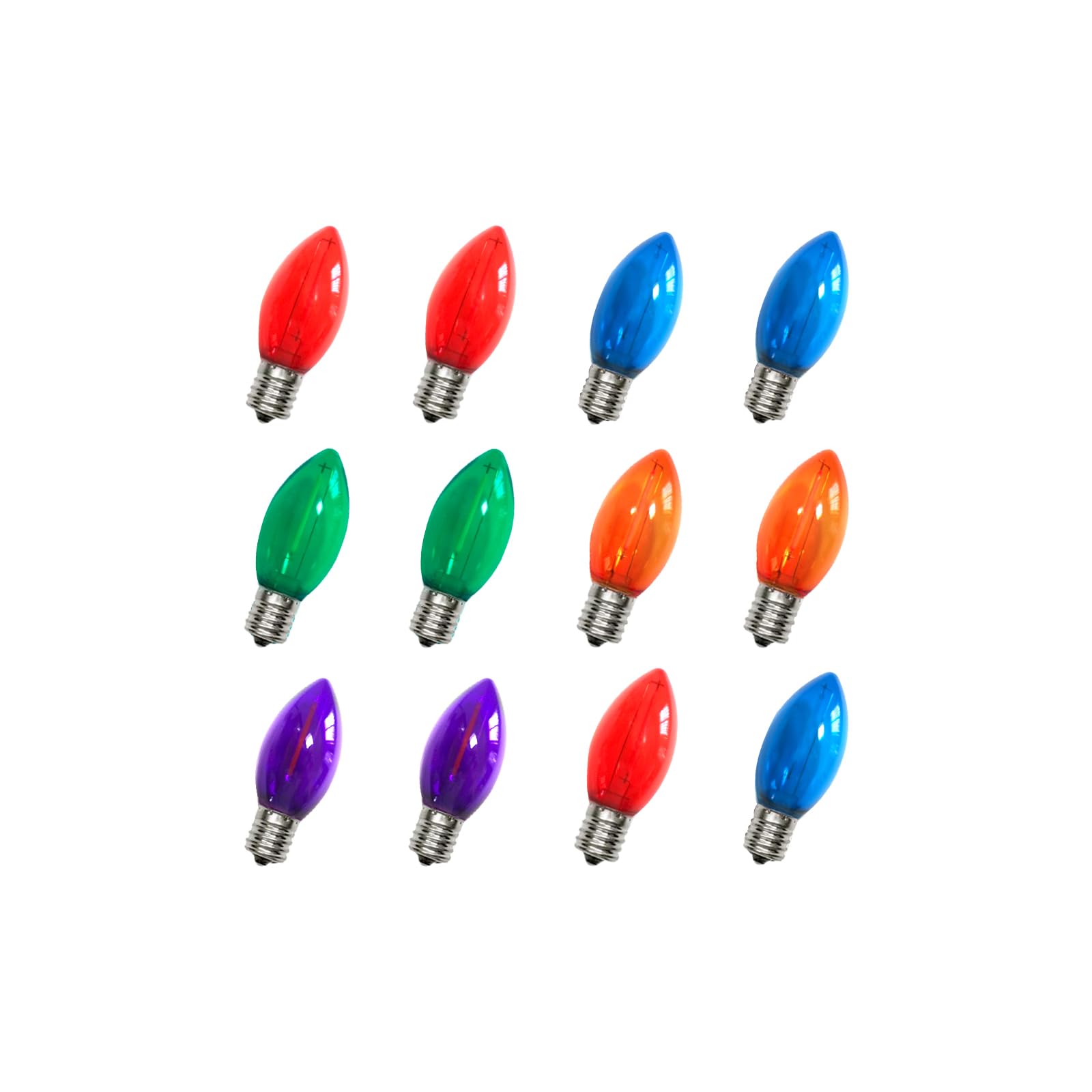 Chyparty 12 Pack C7 Led Christmas Lights Replacement Bulbs  Multicolor E12 Candelabra Base Bulbs For Indoor Outdoor String Lights  Xmas Tree  Holiday Party Decor
