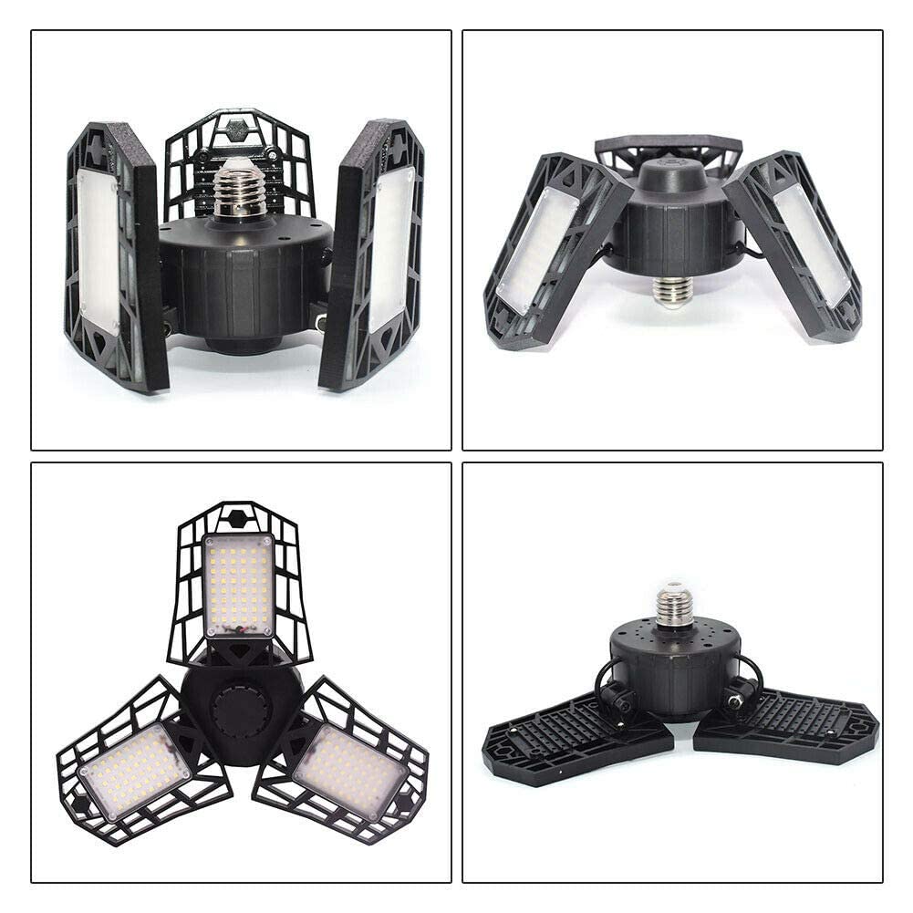 Anypowk Led Garage Lights 4 Pack - 6000 Lumen 6500K Daylight 60W, Three Leaf Led Garage Ceiling Lights